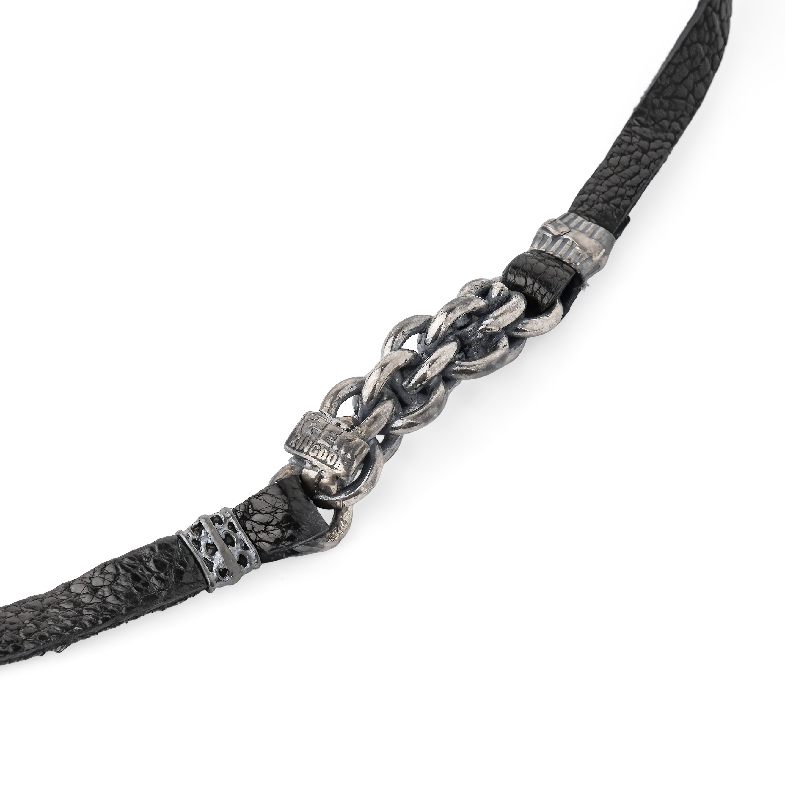 Leather bracelet with silver