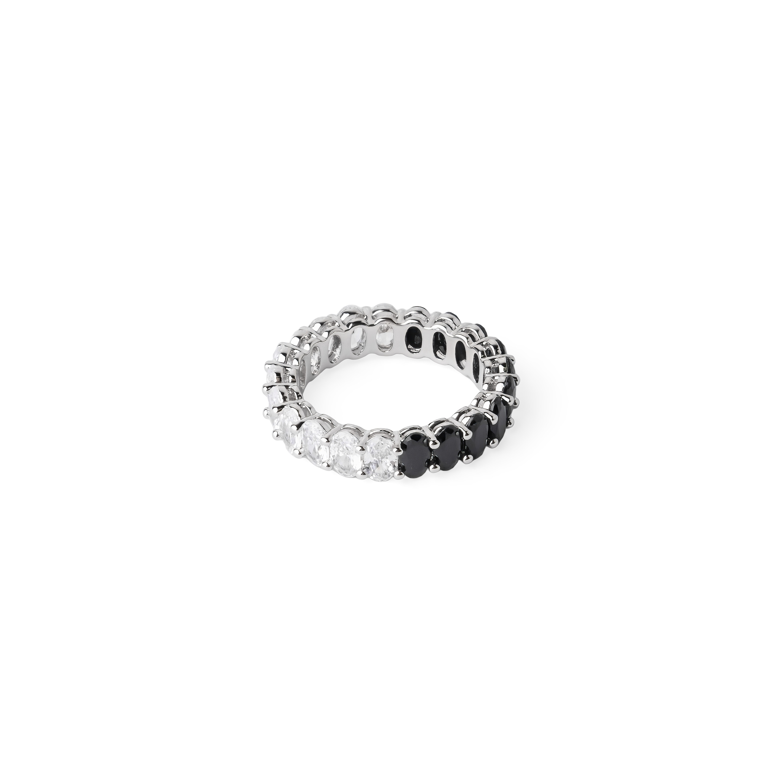 ring with black and white crystals