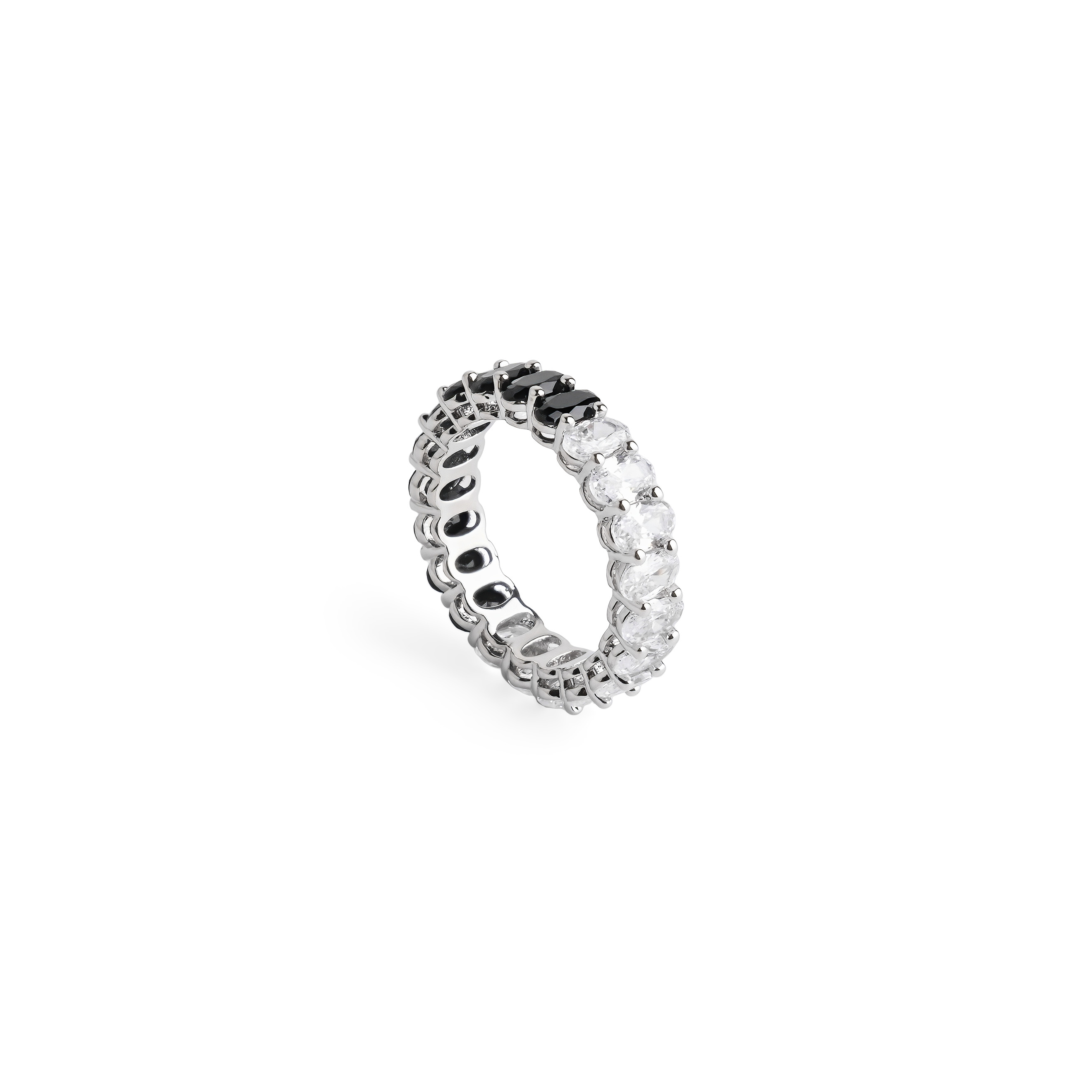 ring with black and white crystals