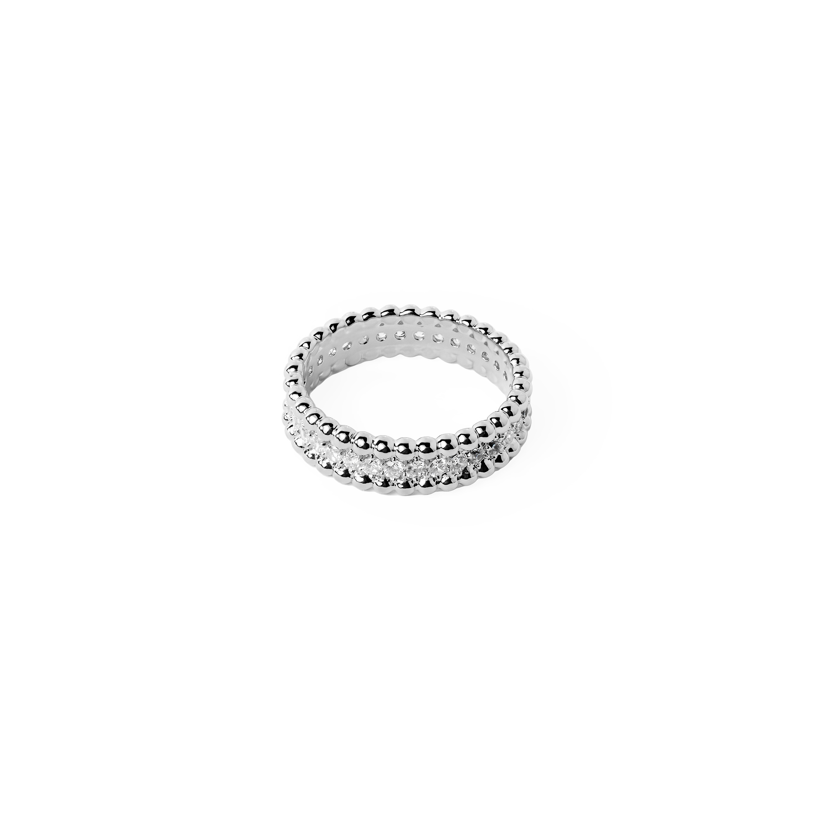 Set of silver rings with beads and crystals