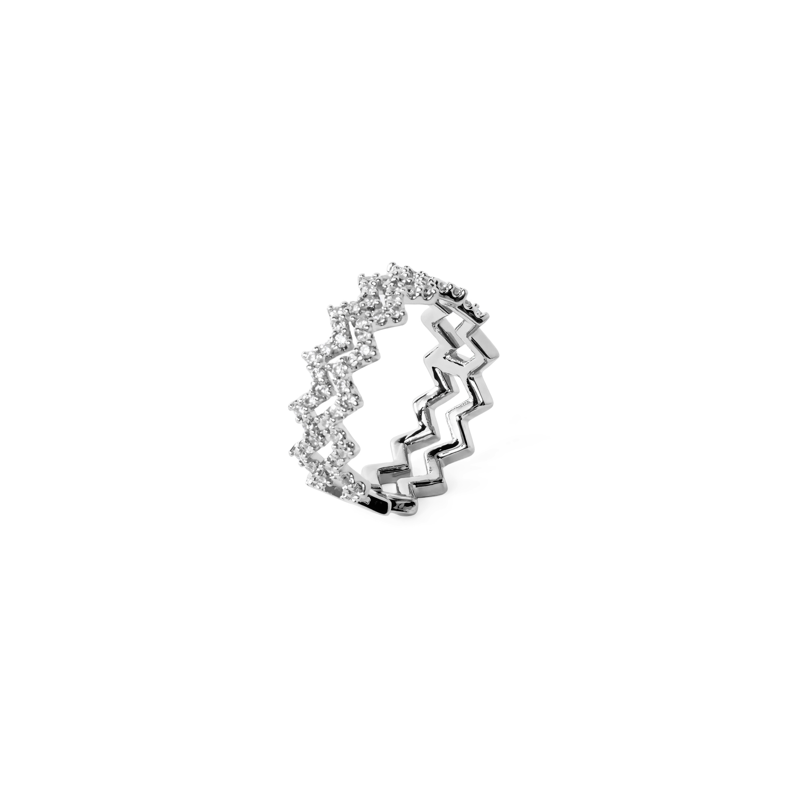 zigzag ring with crystals