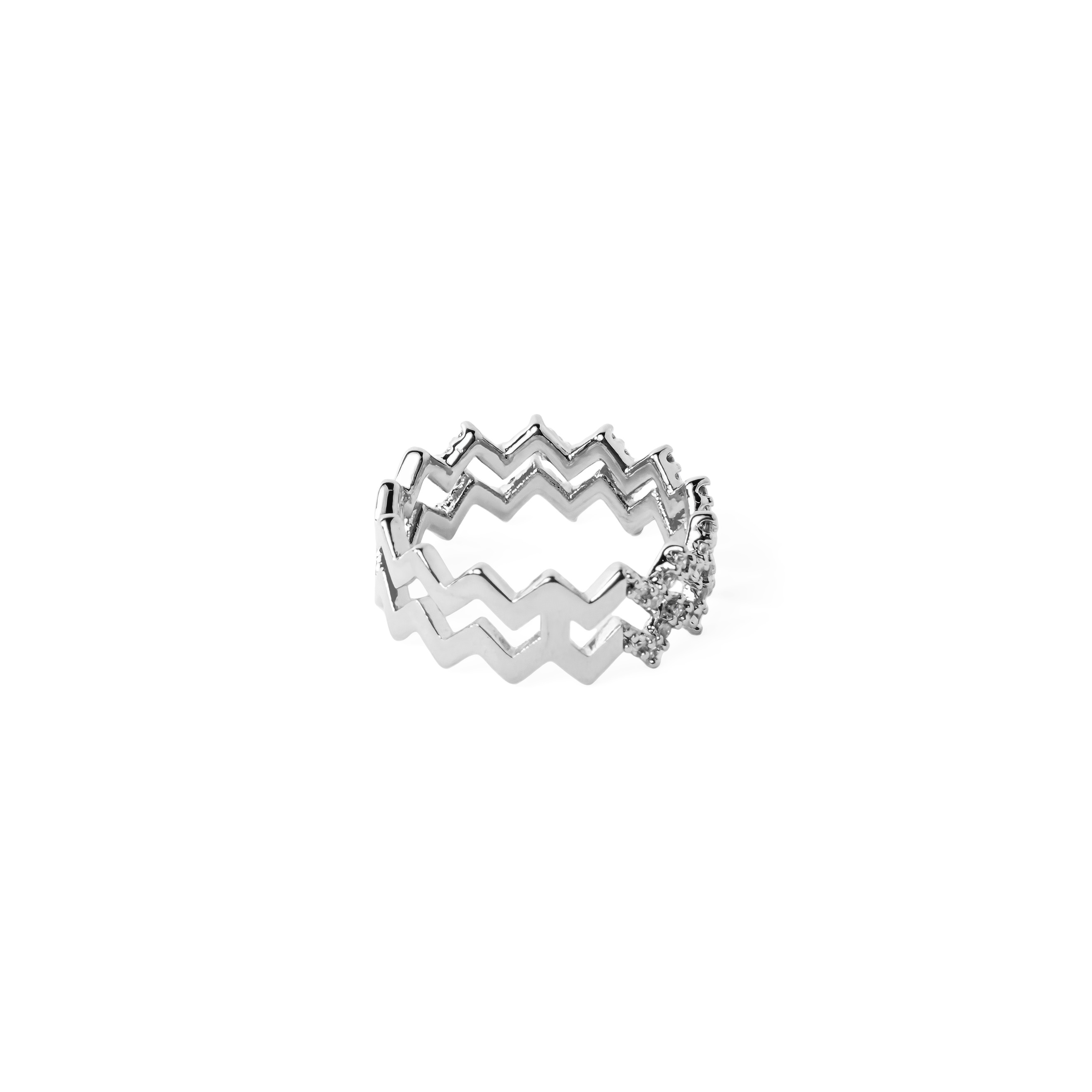 zigzag ring with crystals