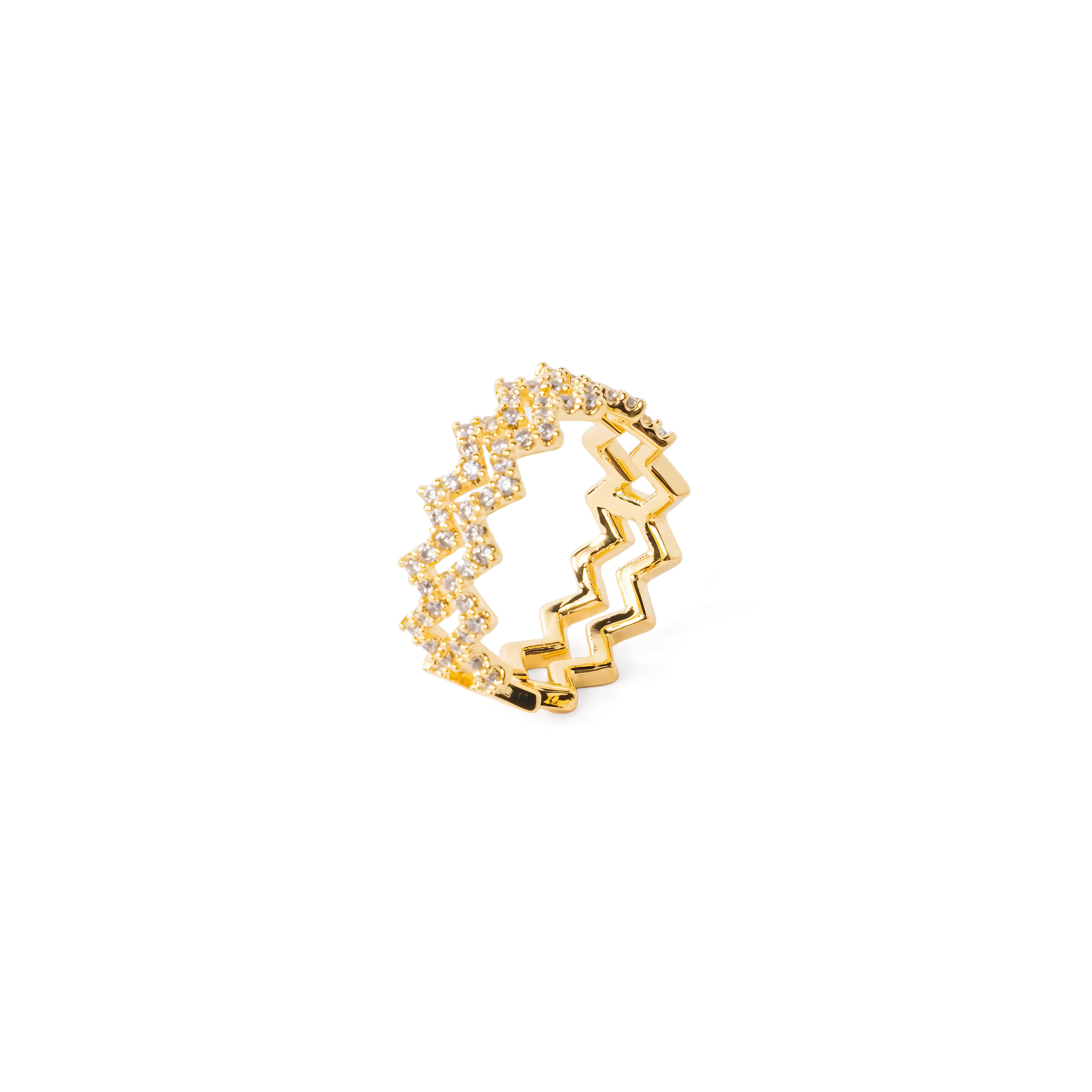 zigzag ring with crystals