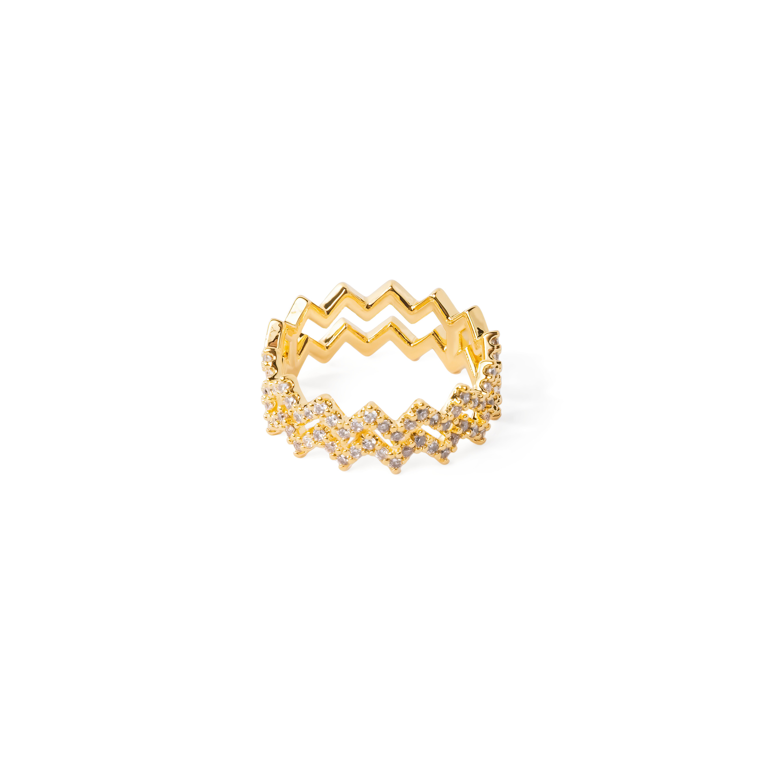 zigzag ring with crystals