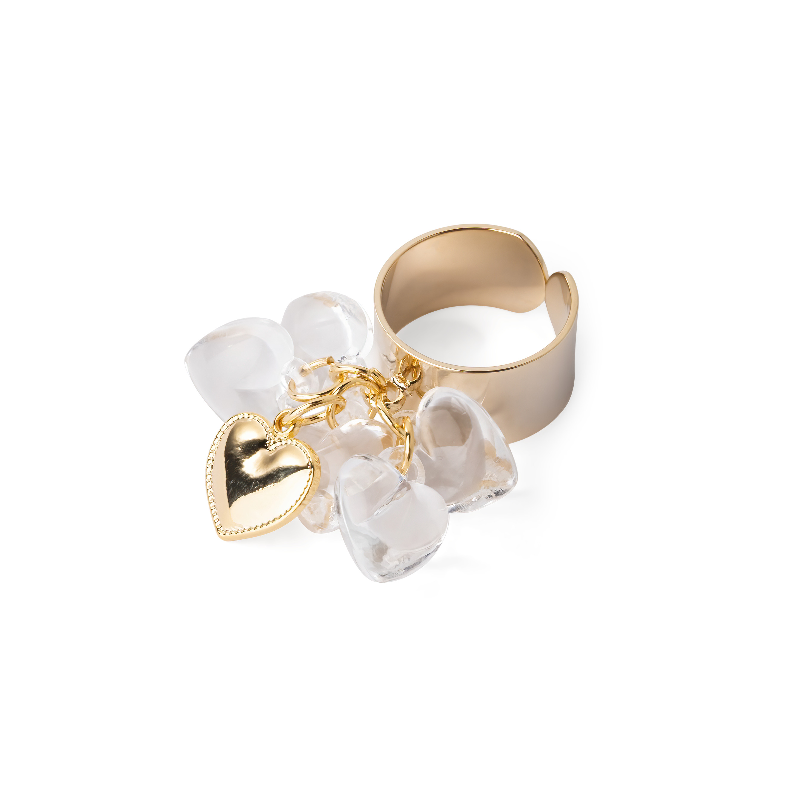 ring with heart pendants