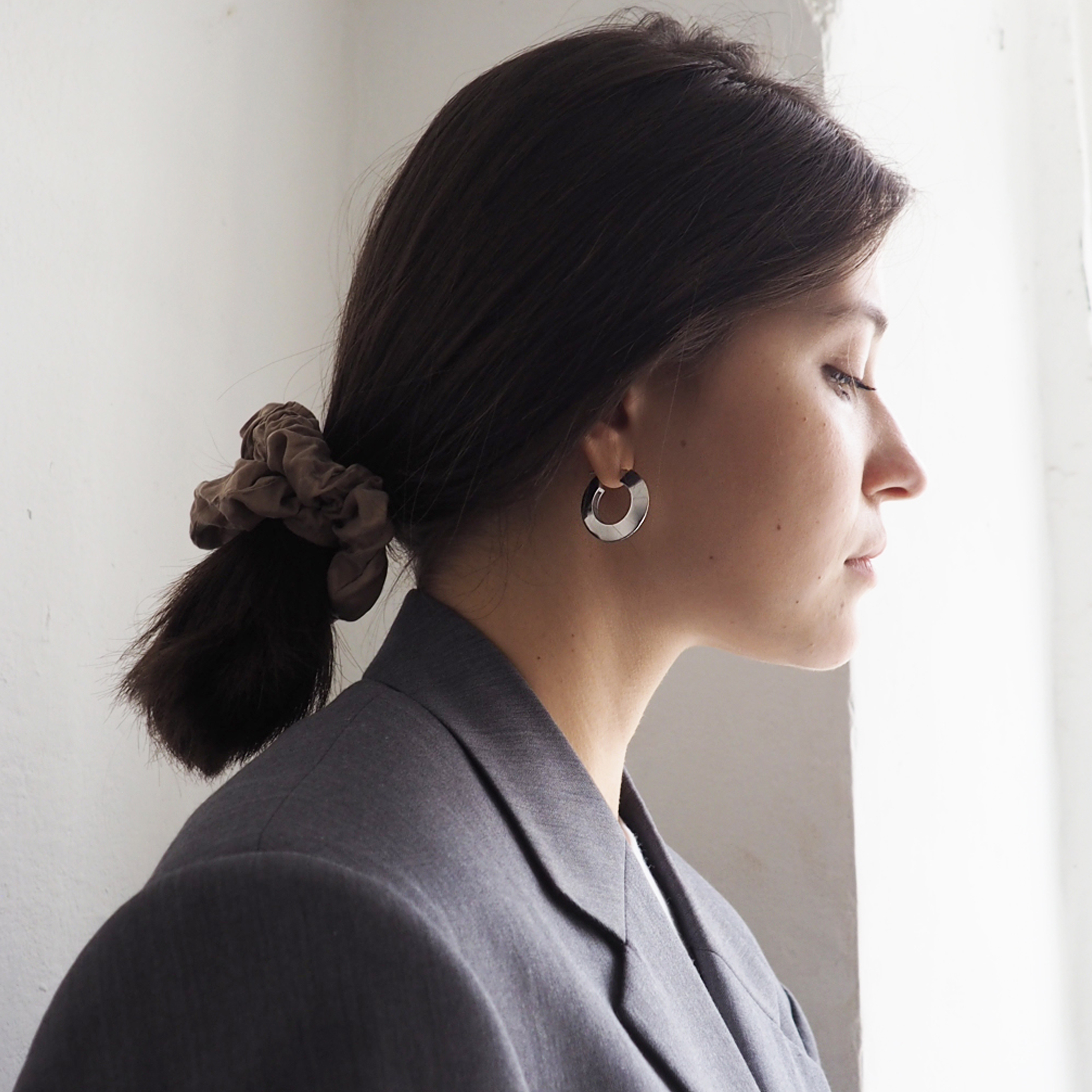 BASE01 S Silver Ring Earrings