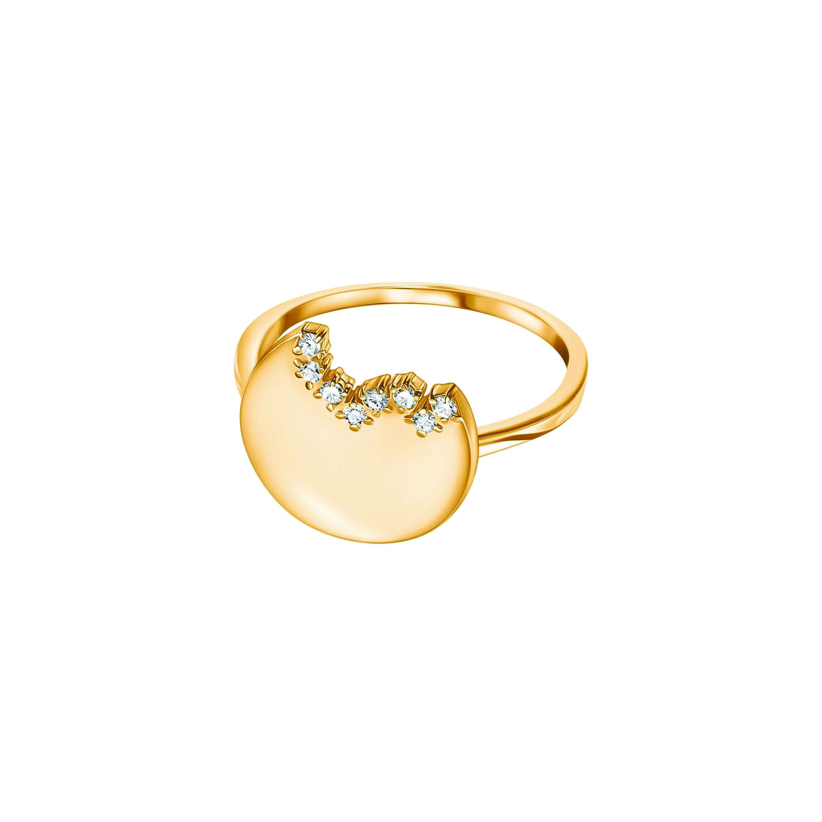 Gold-plated silver ring with crystals