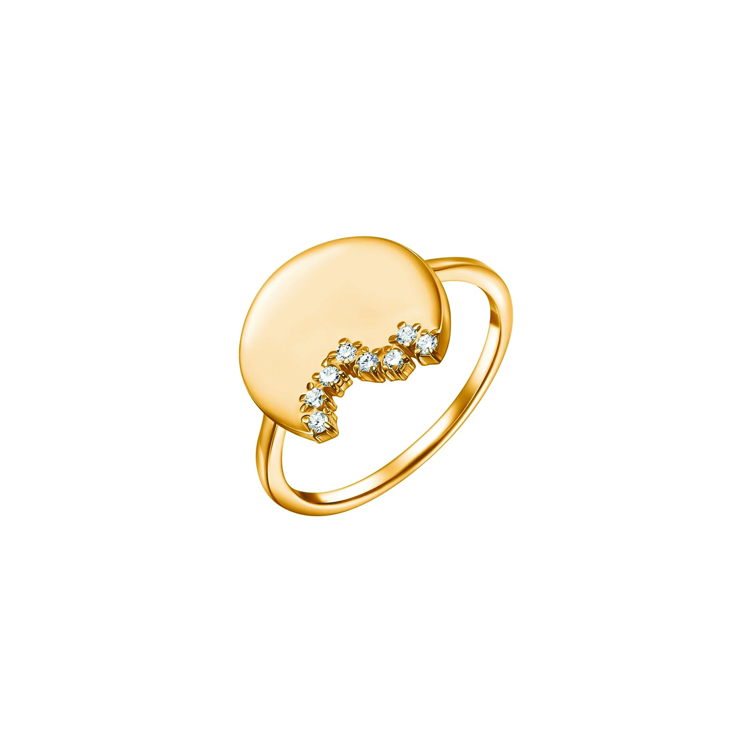 Gold-plated silver ring with crystals