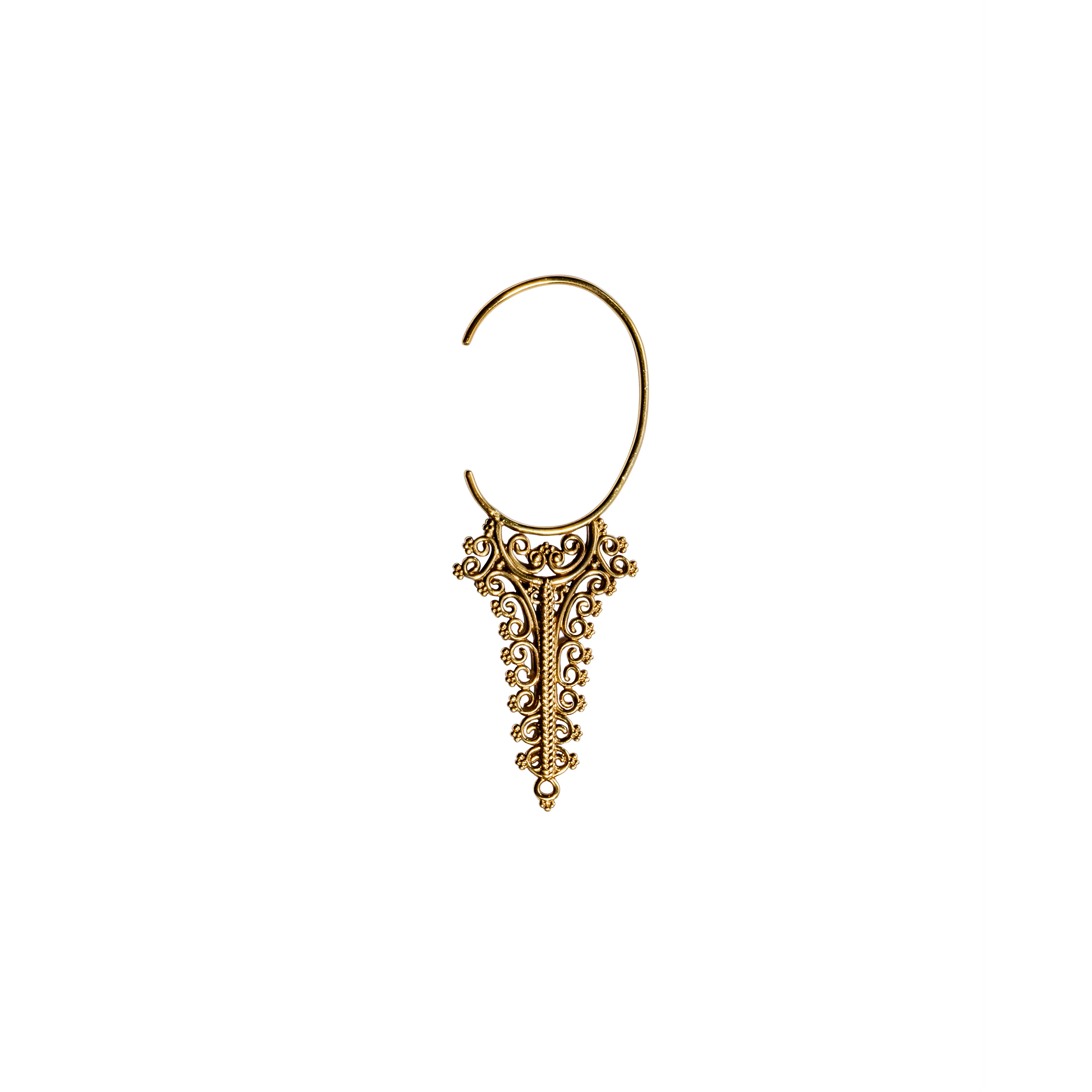 Bronze earrings with amber thread