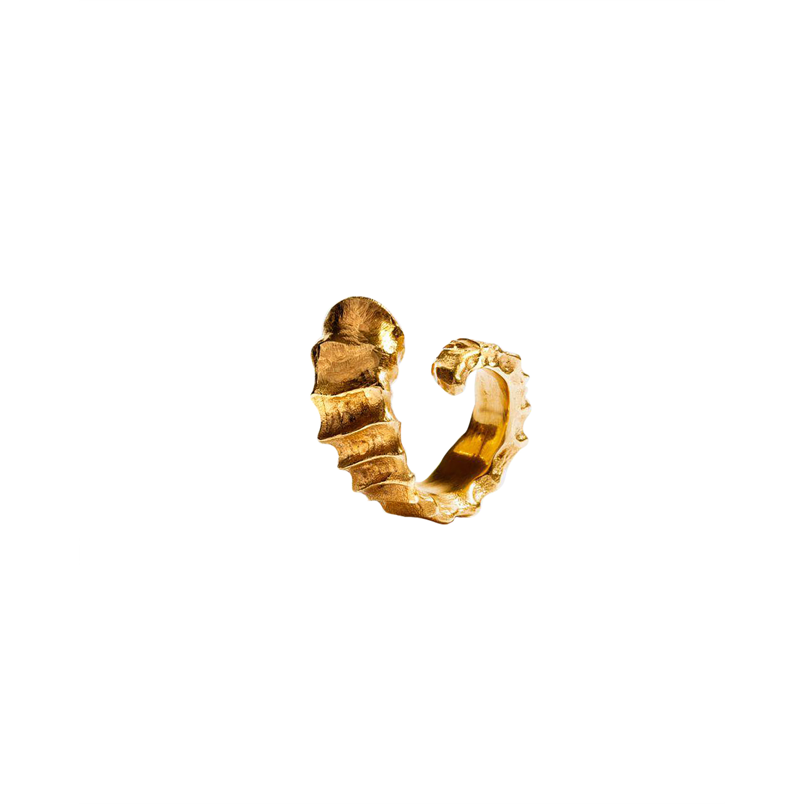 Ring made of bronze with gilding in the form of a horn