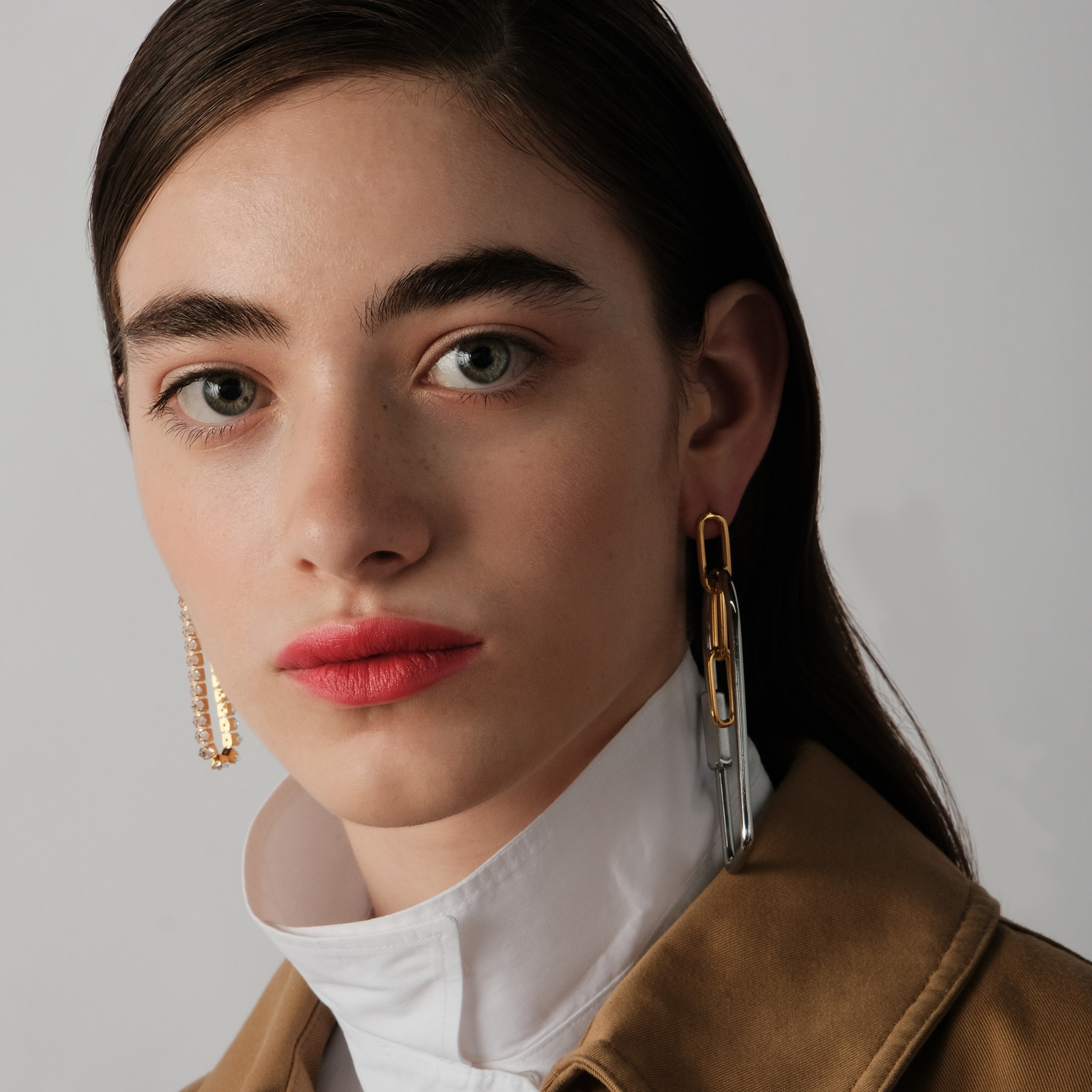 earrings with crystals and silver pendant