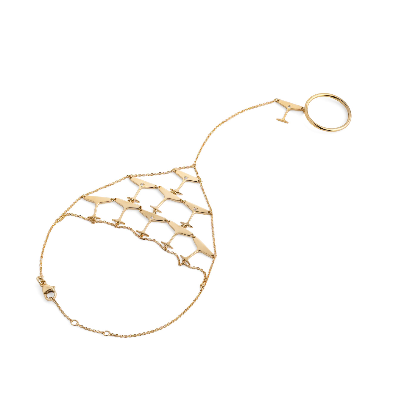 LUTA Jewelry Специальная коллекция Chandon x Poison Drop. Покрытый лимонным золотом браслет-слейв из серебра Sparkling