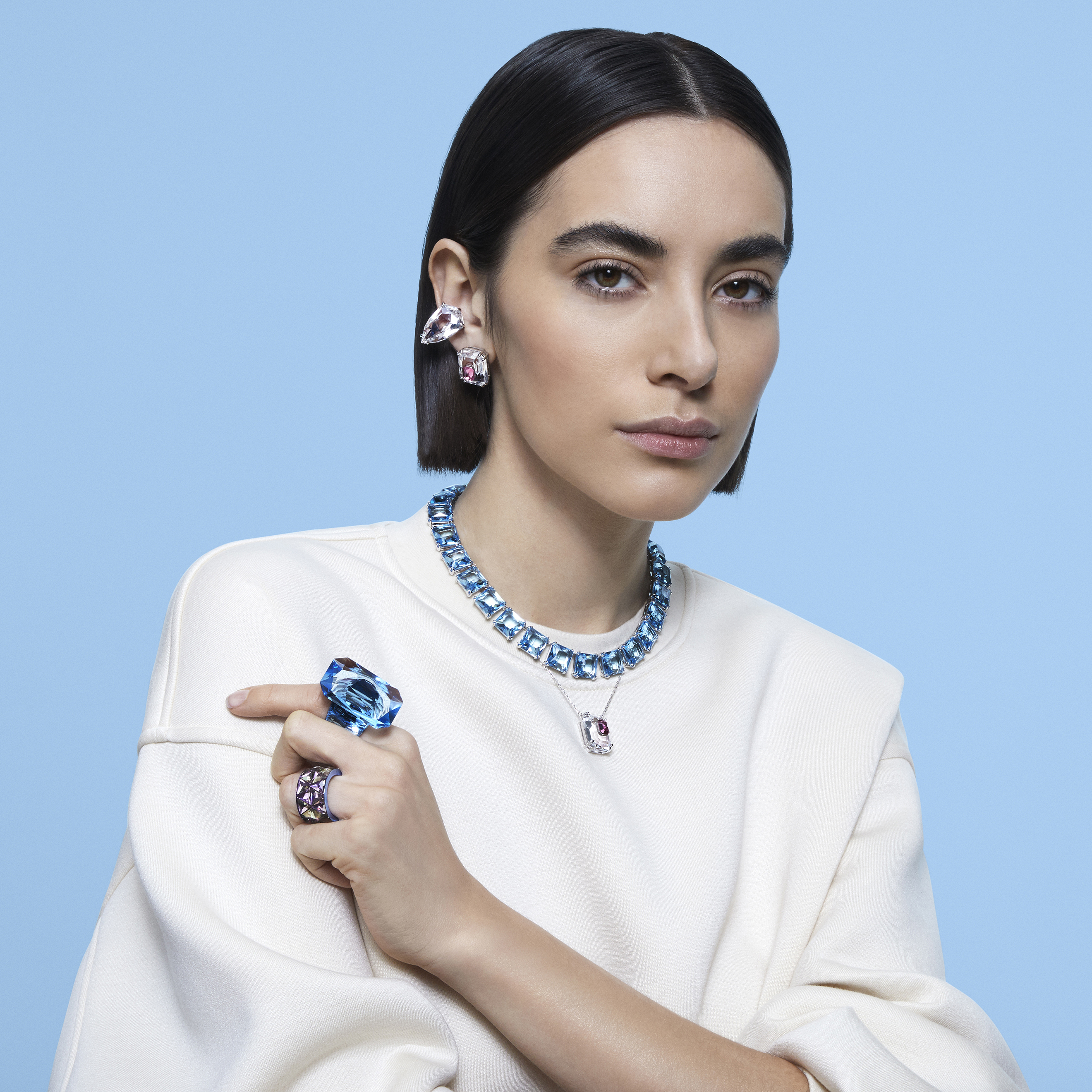 CURIOSA: кольцо из нержавеющей стали с кристаллами Swarovski