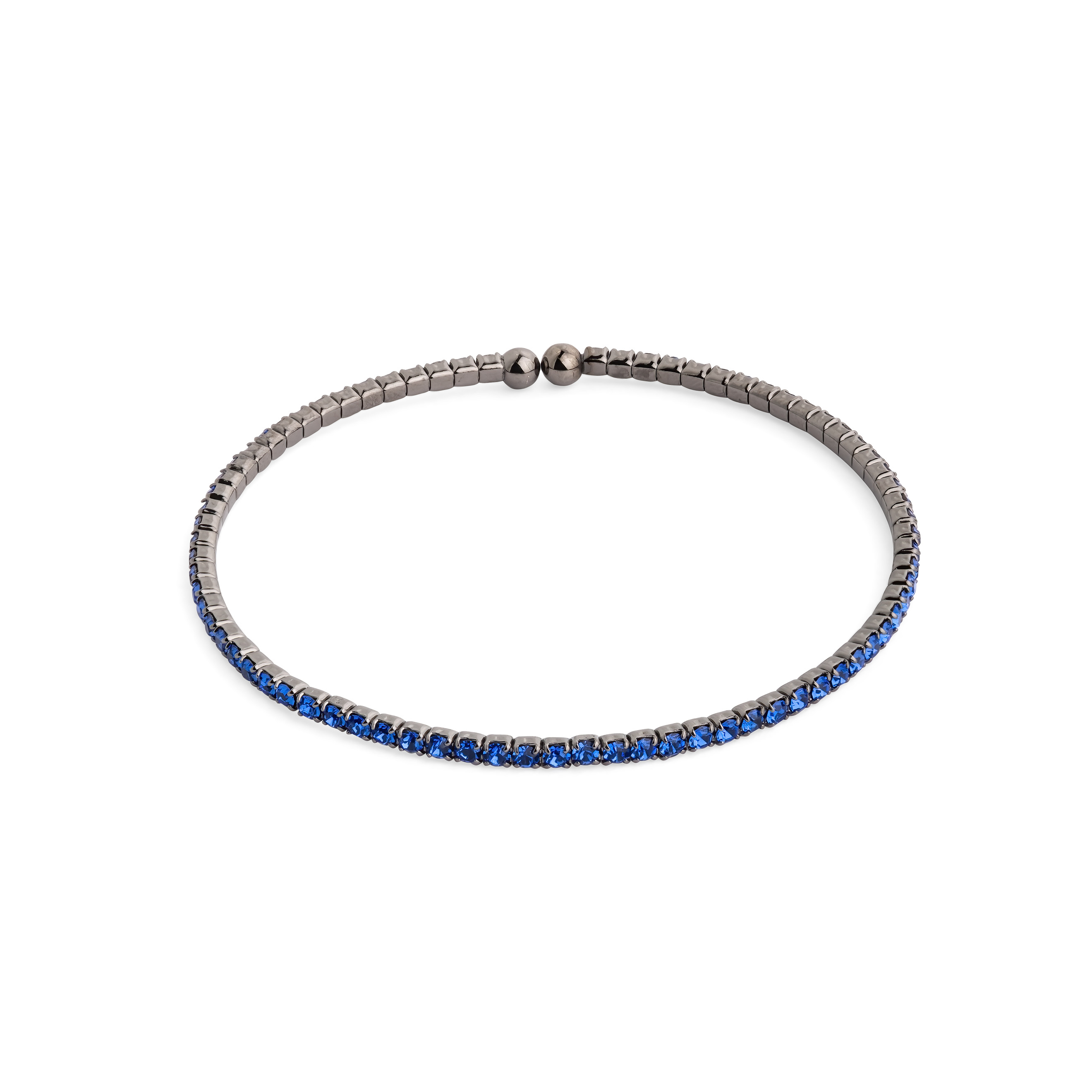 Black bracelet with blue crystals