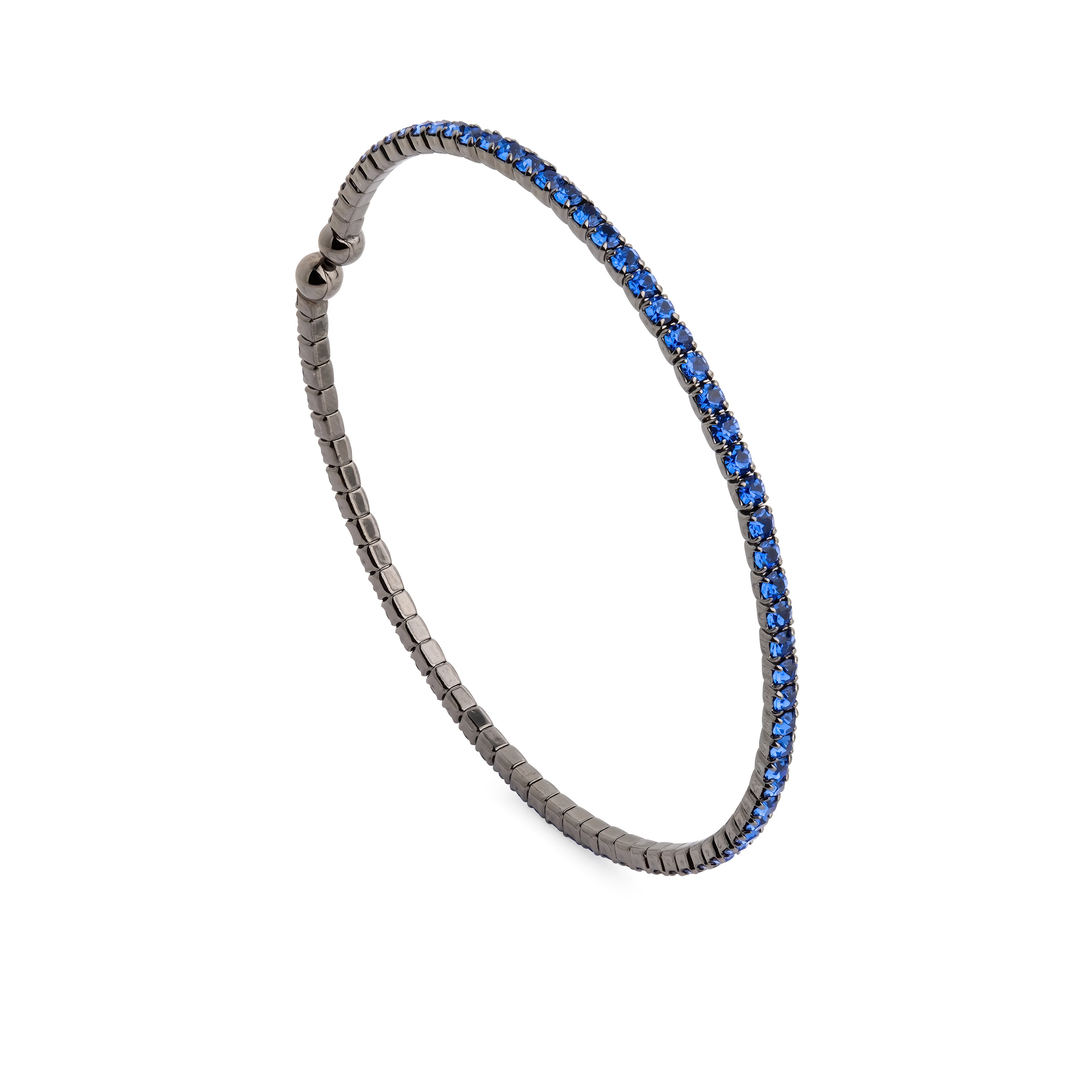 Black bracelet with blue crystals