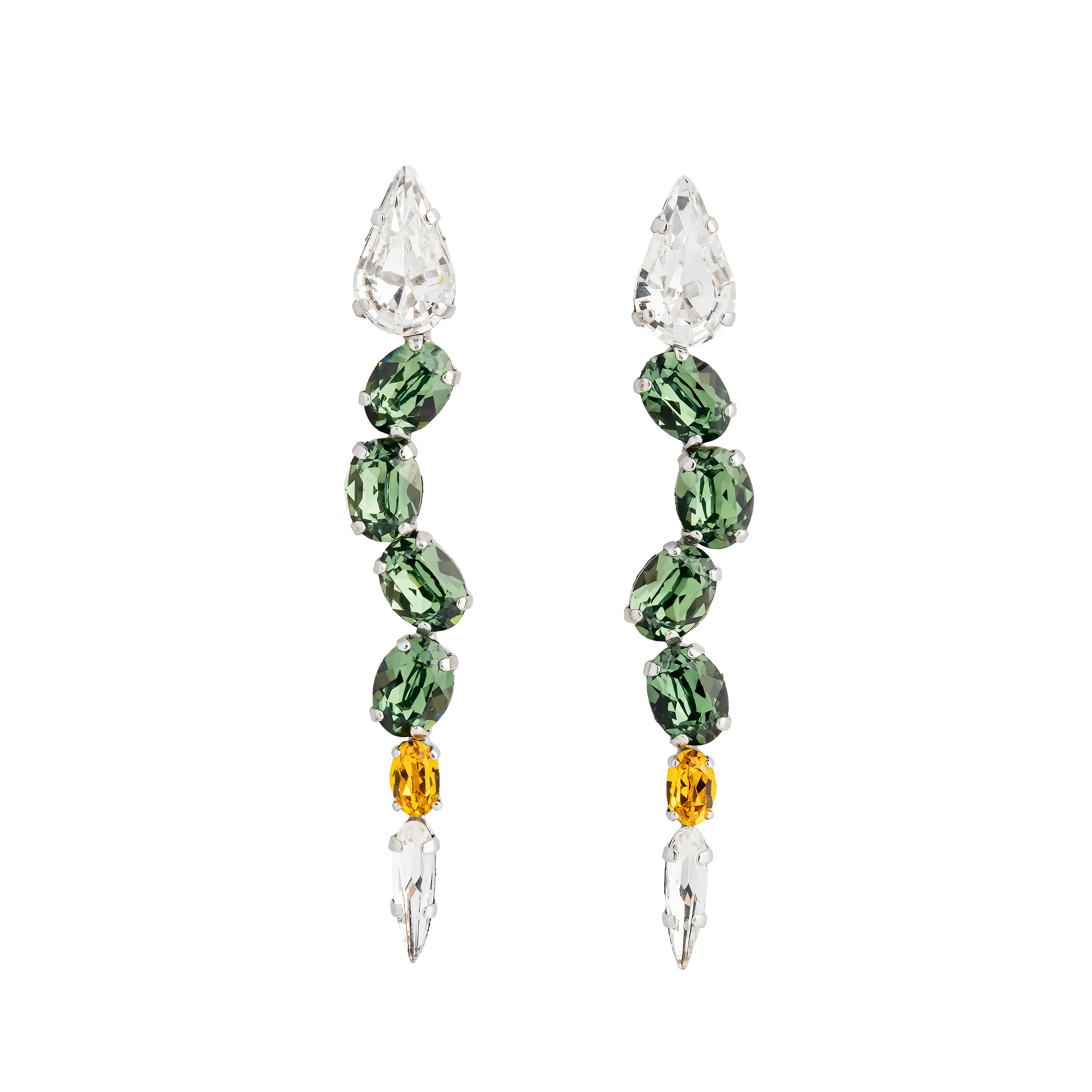 Серебристые серьги змеи с кристаллами Swarovski Erinite Snake