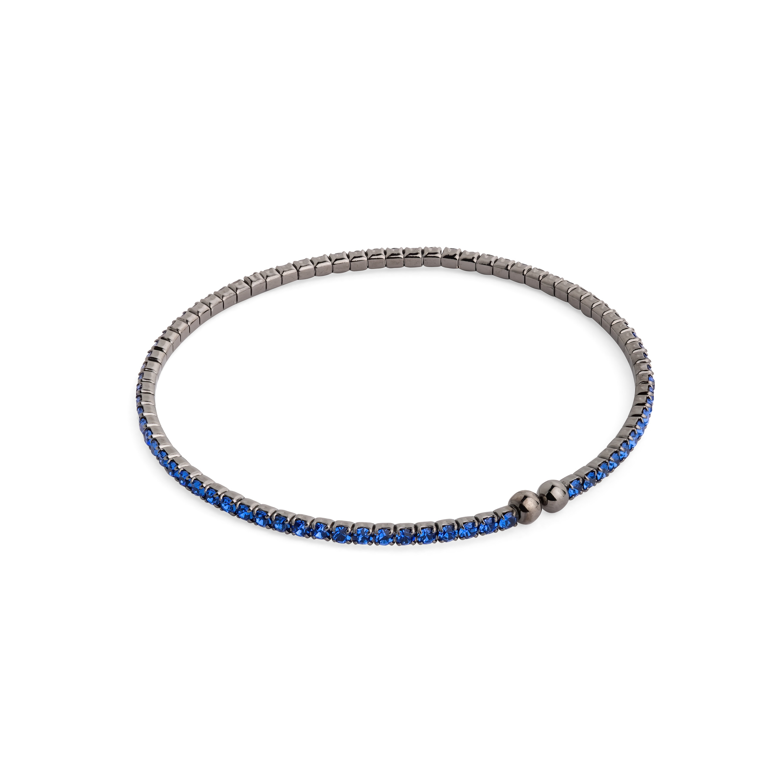 Black bracelet with blue crystals
