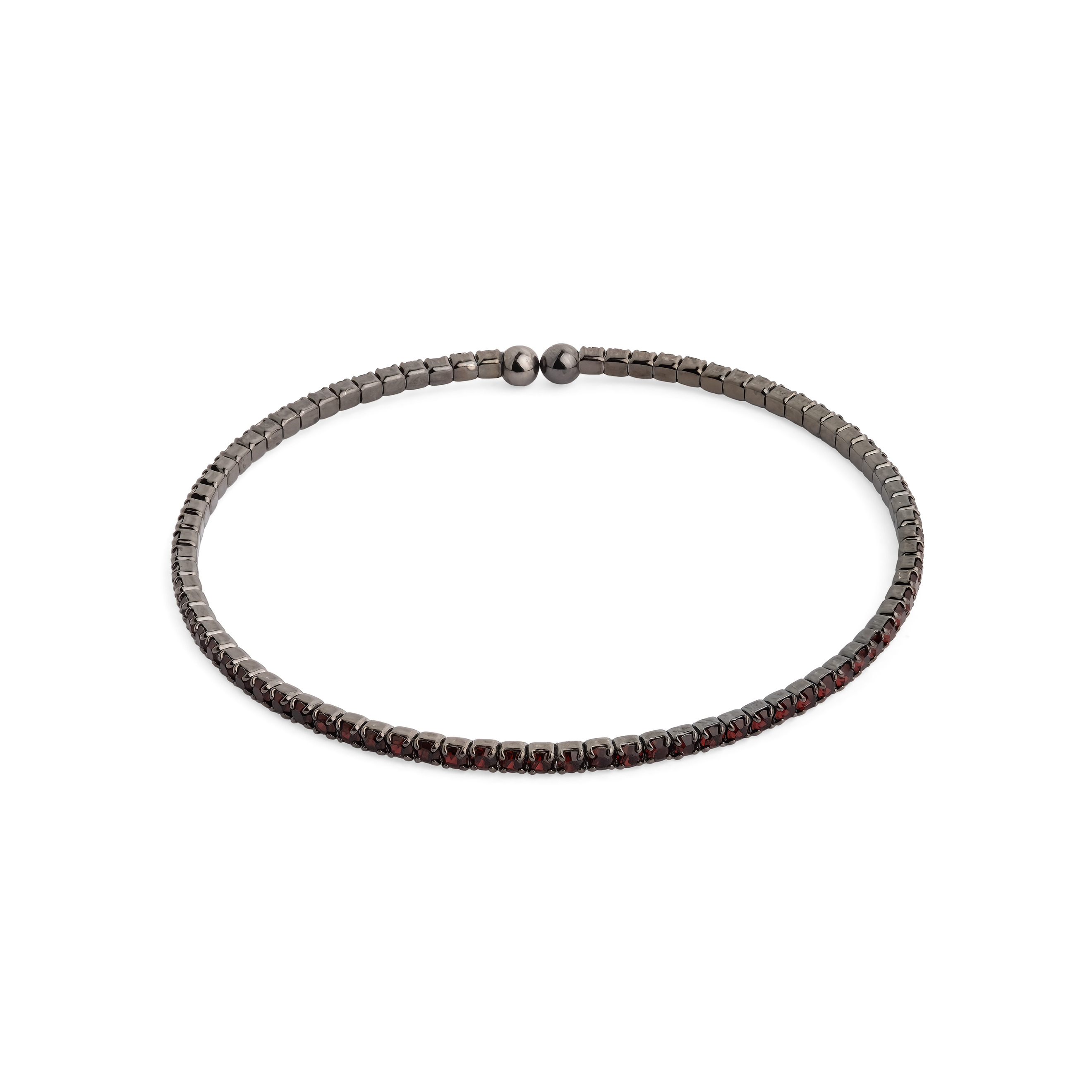 Black bracelet with burgundy crystals