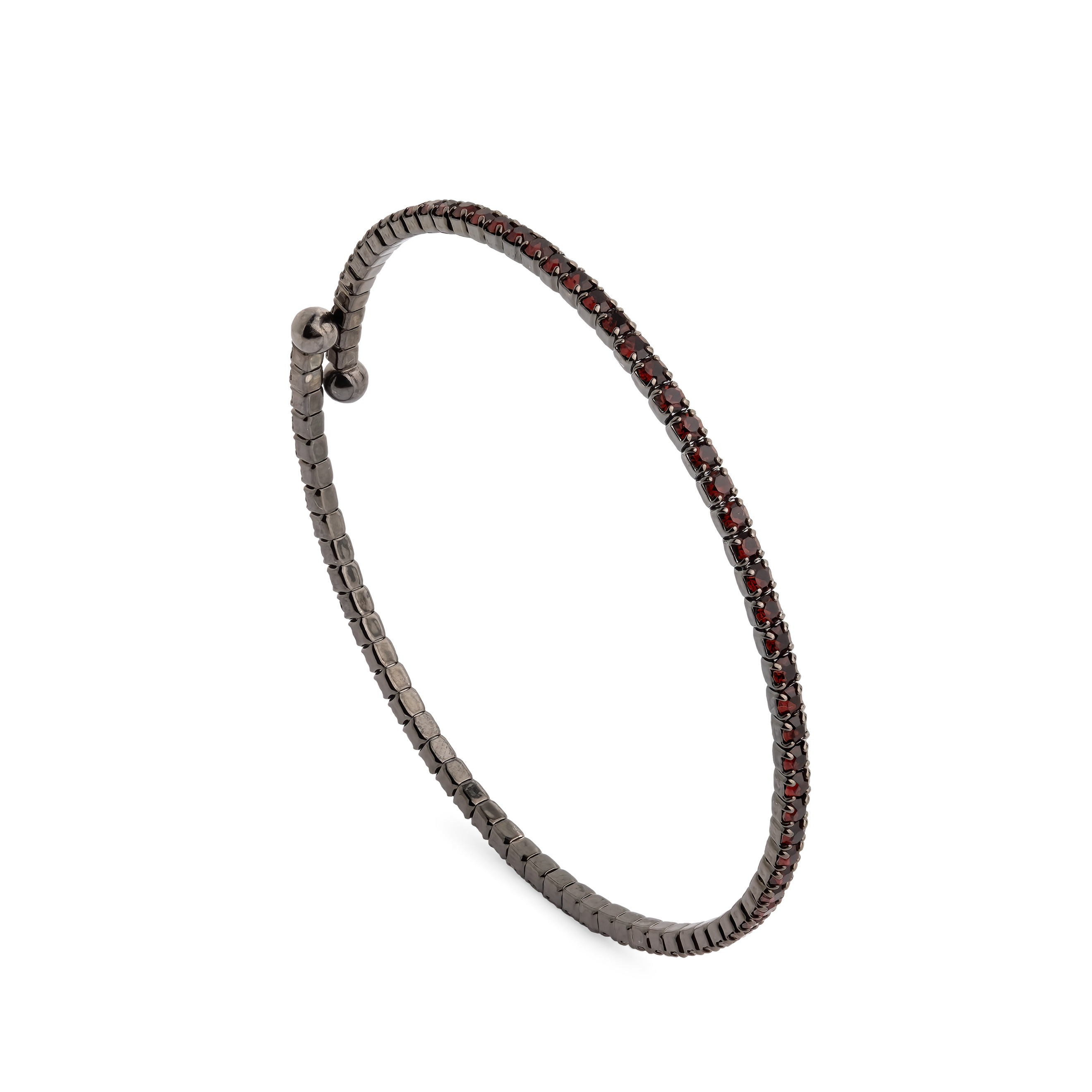 Black bracelet with burgundy crystals