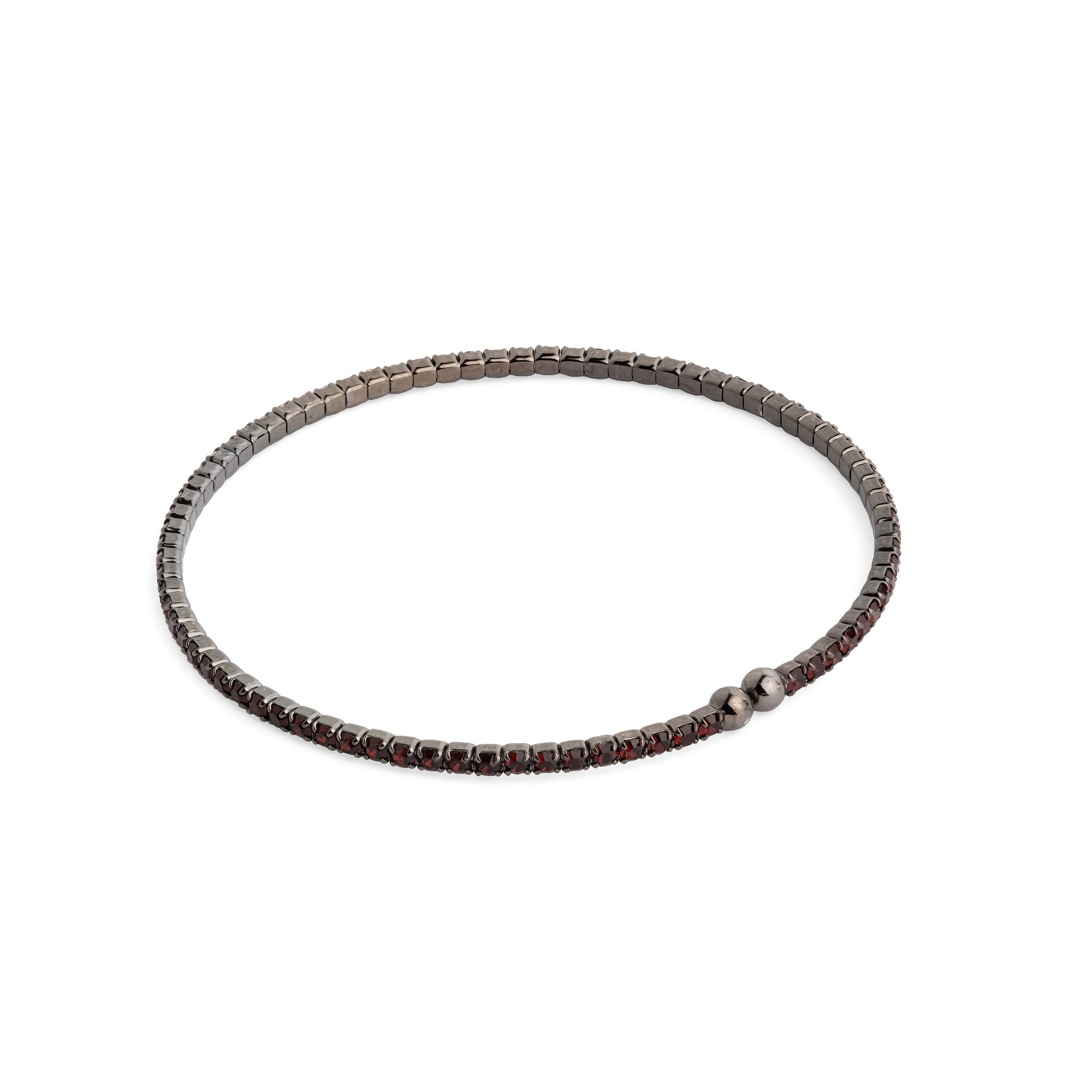 Black bracelet with burgundy crystals