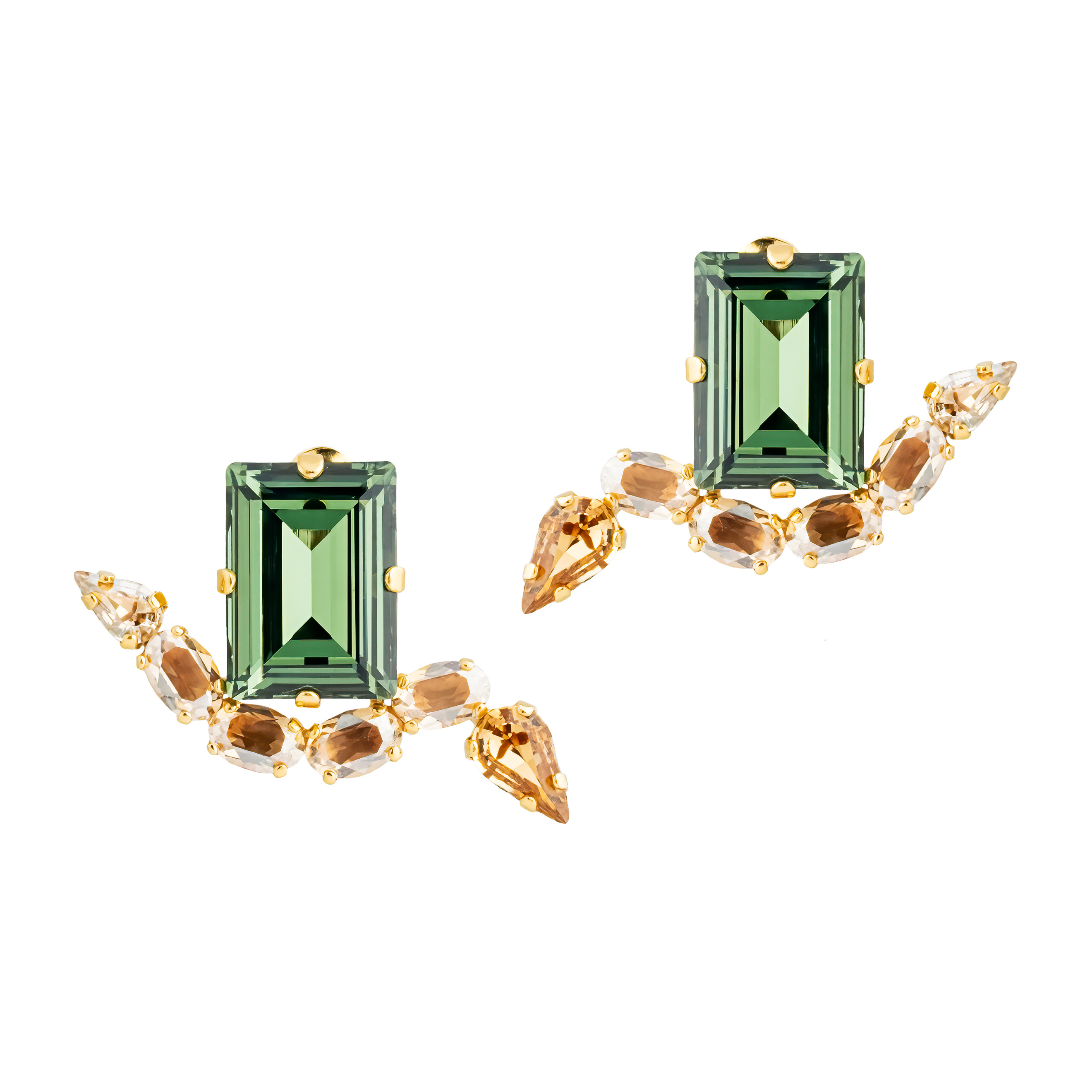 Позолоченные серьги с кристаллами Swarovski Golden Snake