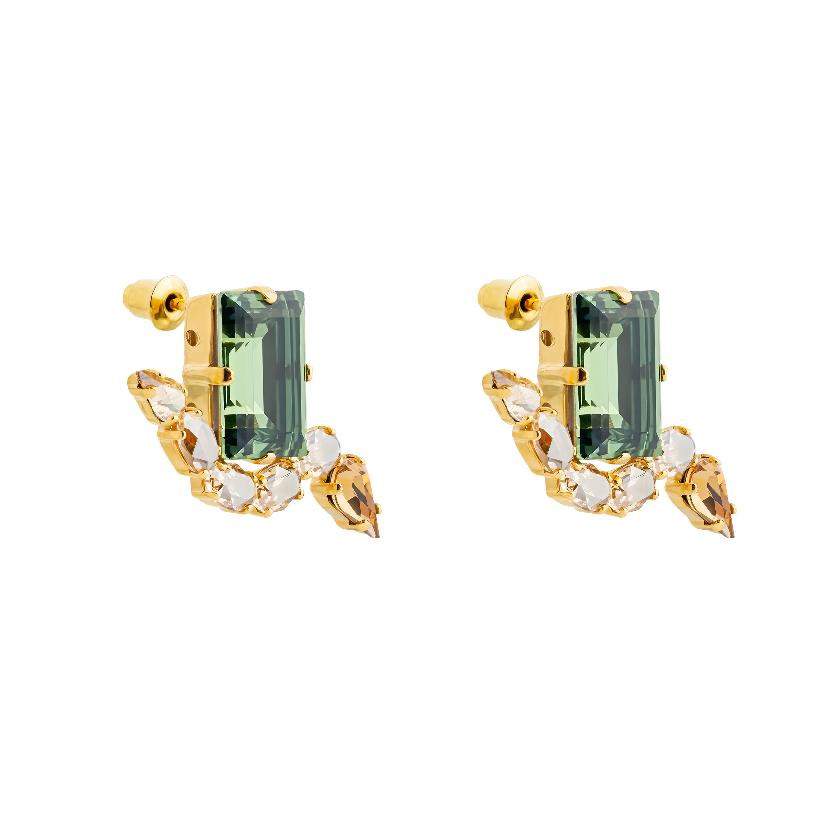 Позолоченные серьги с кристаллами Swarovski Golden Snake