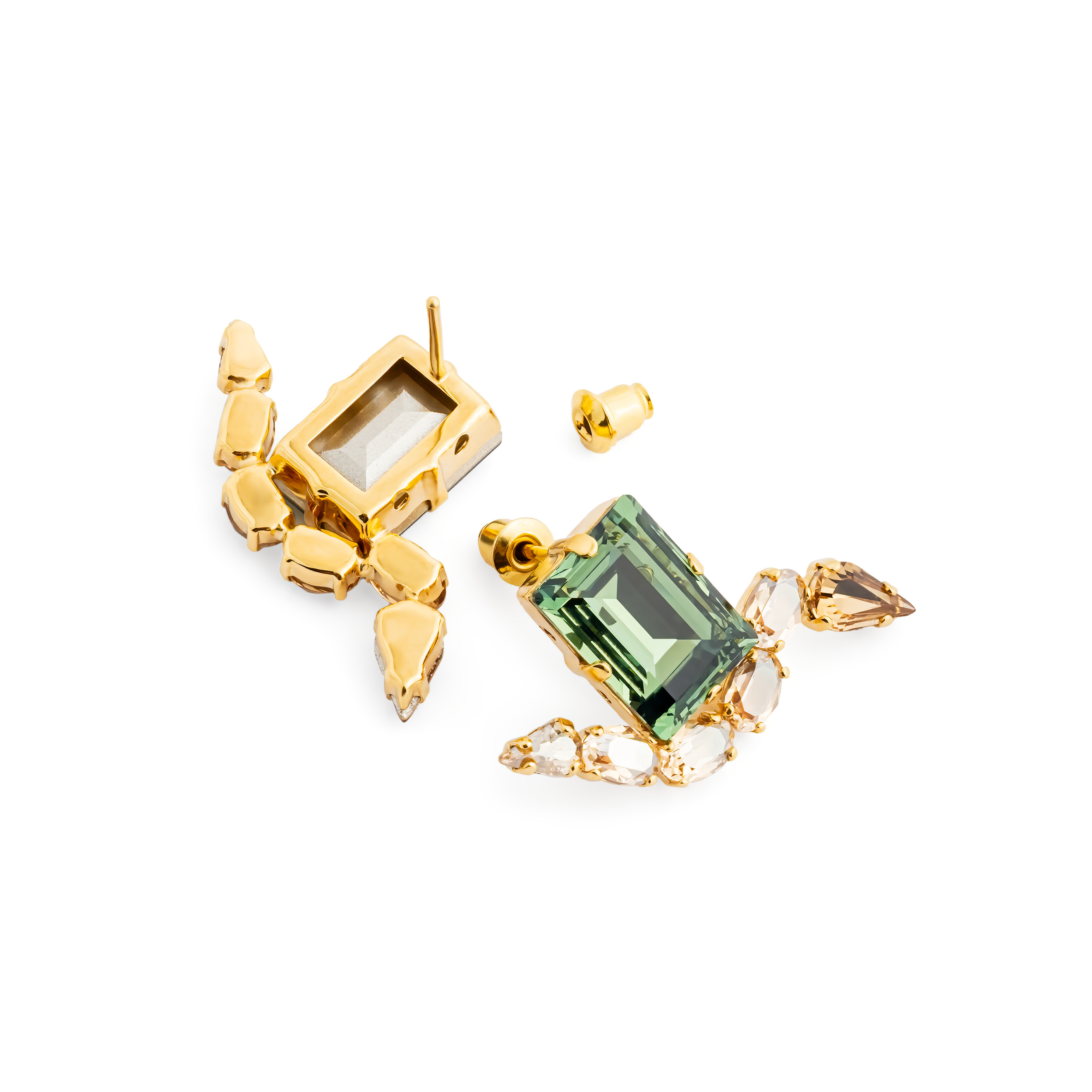 Позолоченные серьги с кристаллами Swarovski Golden Snake