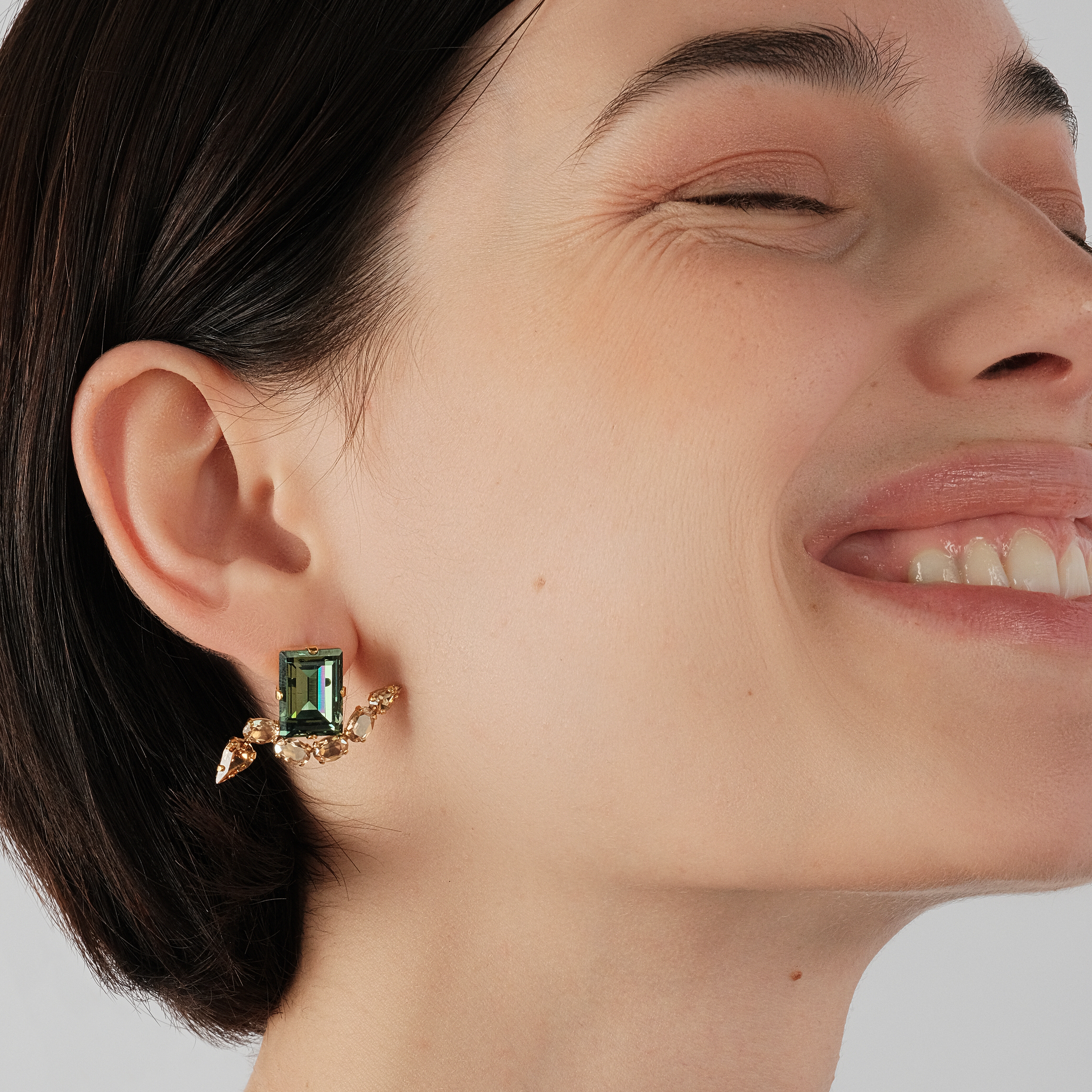 Позолоченные серьги с кристаллами Swarovski Golden Snake