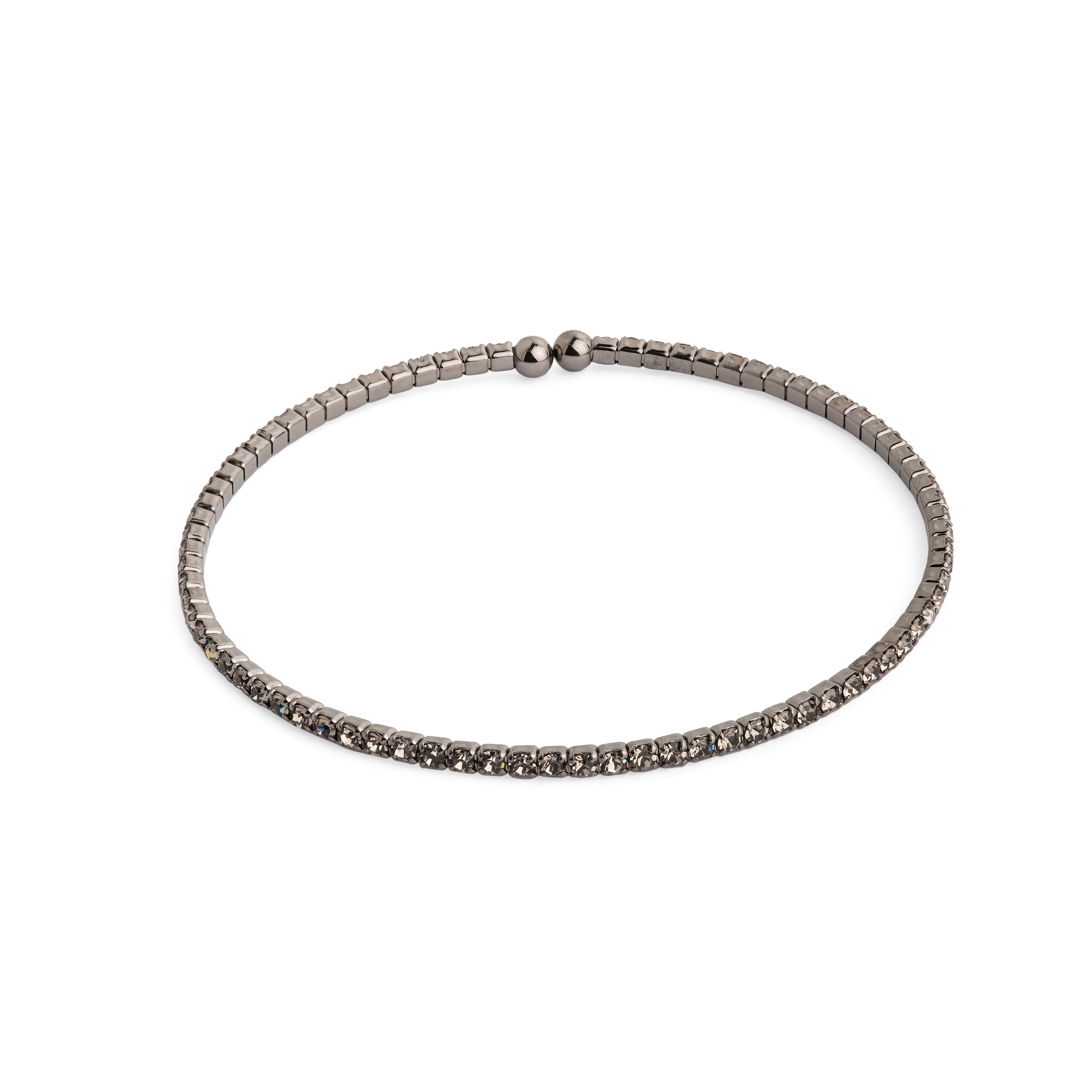 Black bracelet with transparent crystals