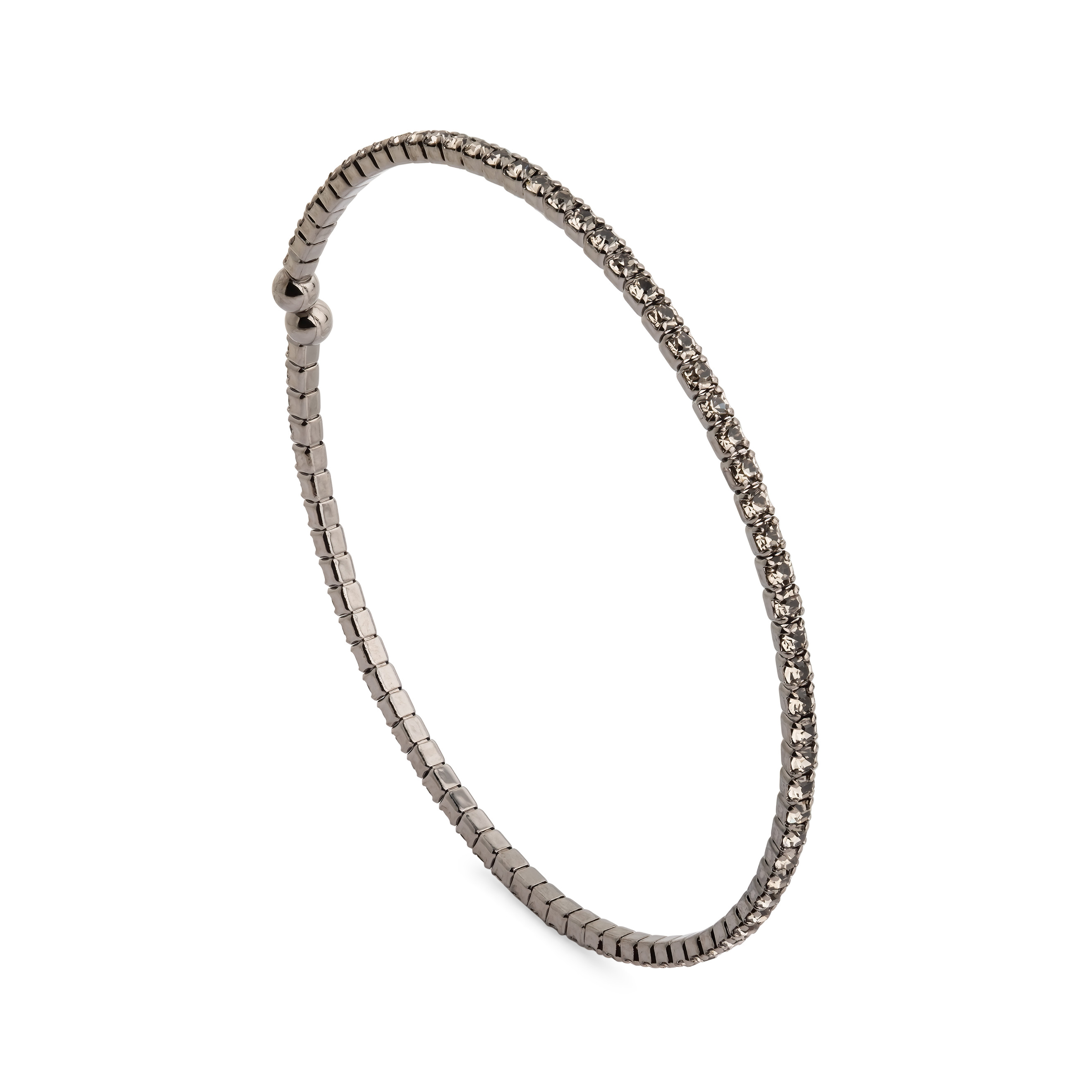 Black bracelet with transparent crystals