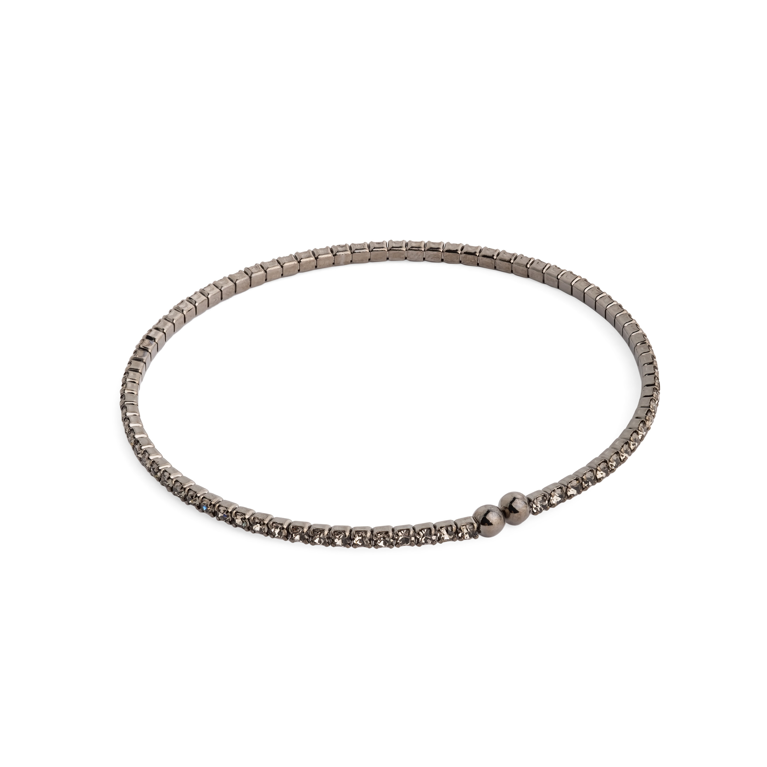 Black bracelet with transparent crystals