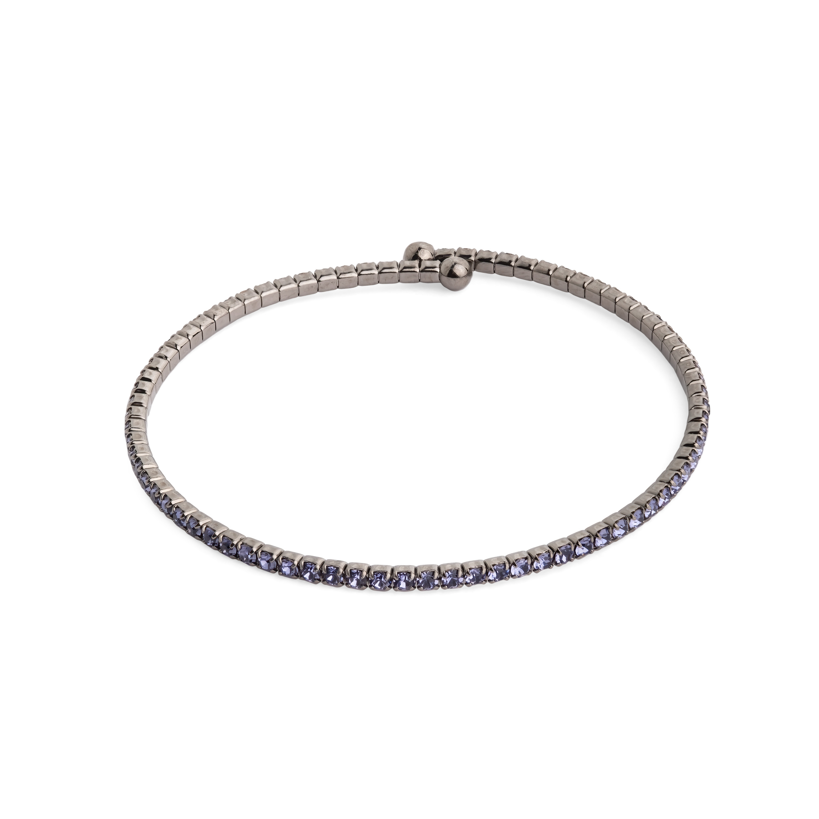 Black bracelet with lilac crystals