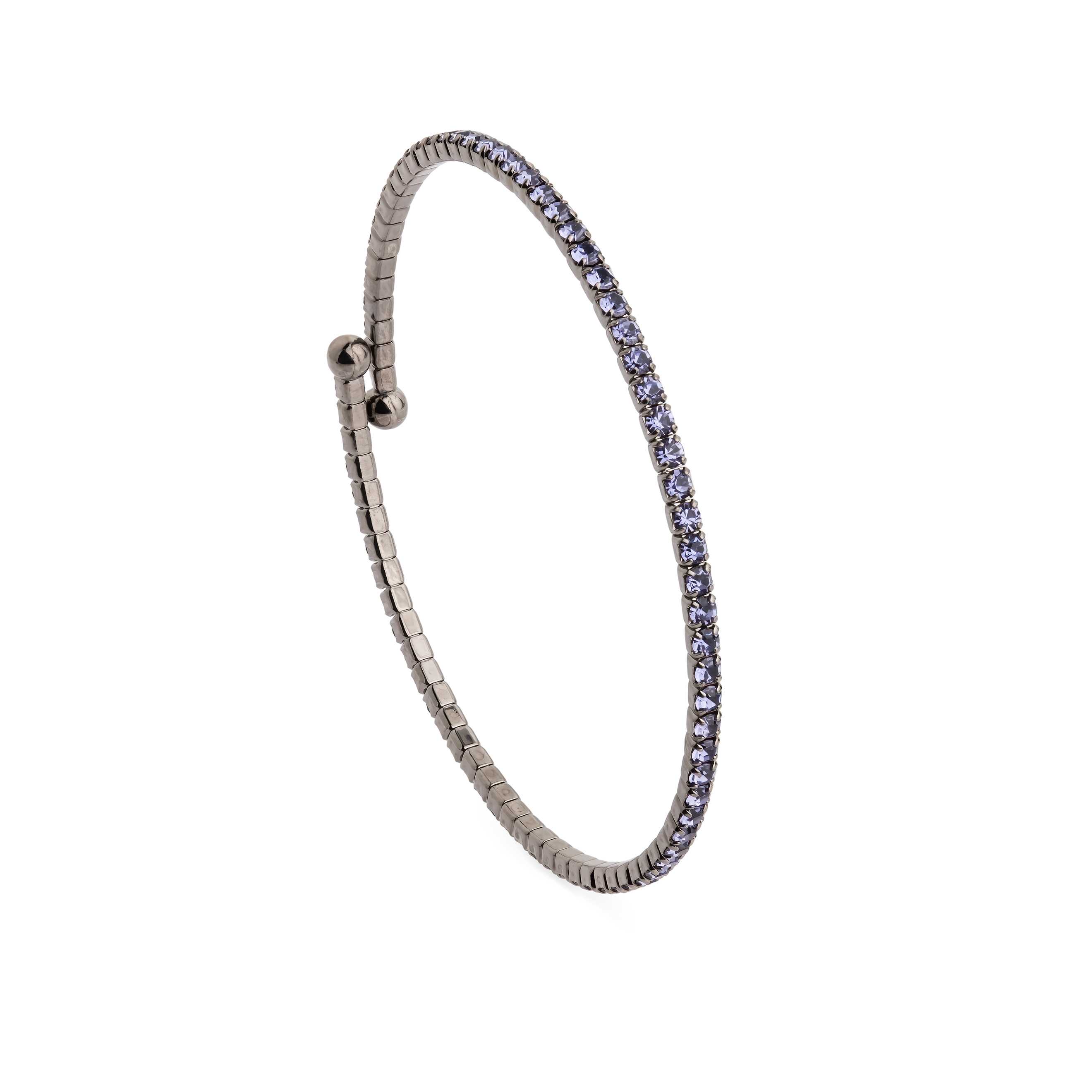 Black bracelet with lilac crystals