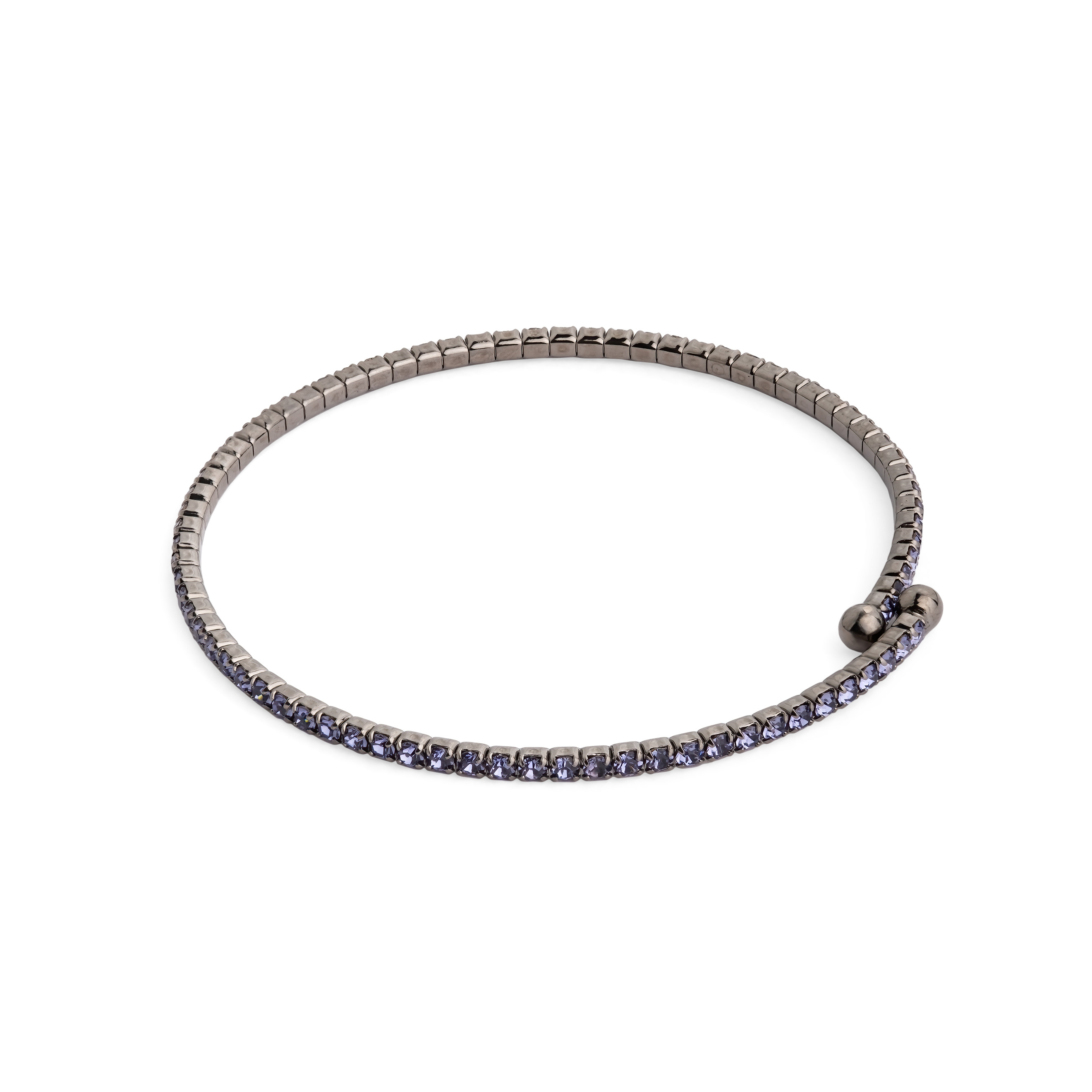 Black bracelet with lilac crystals