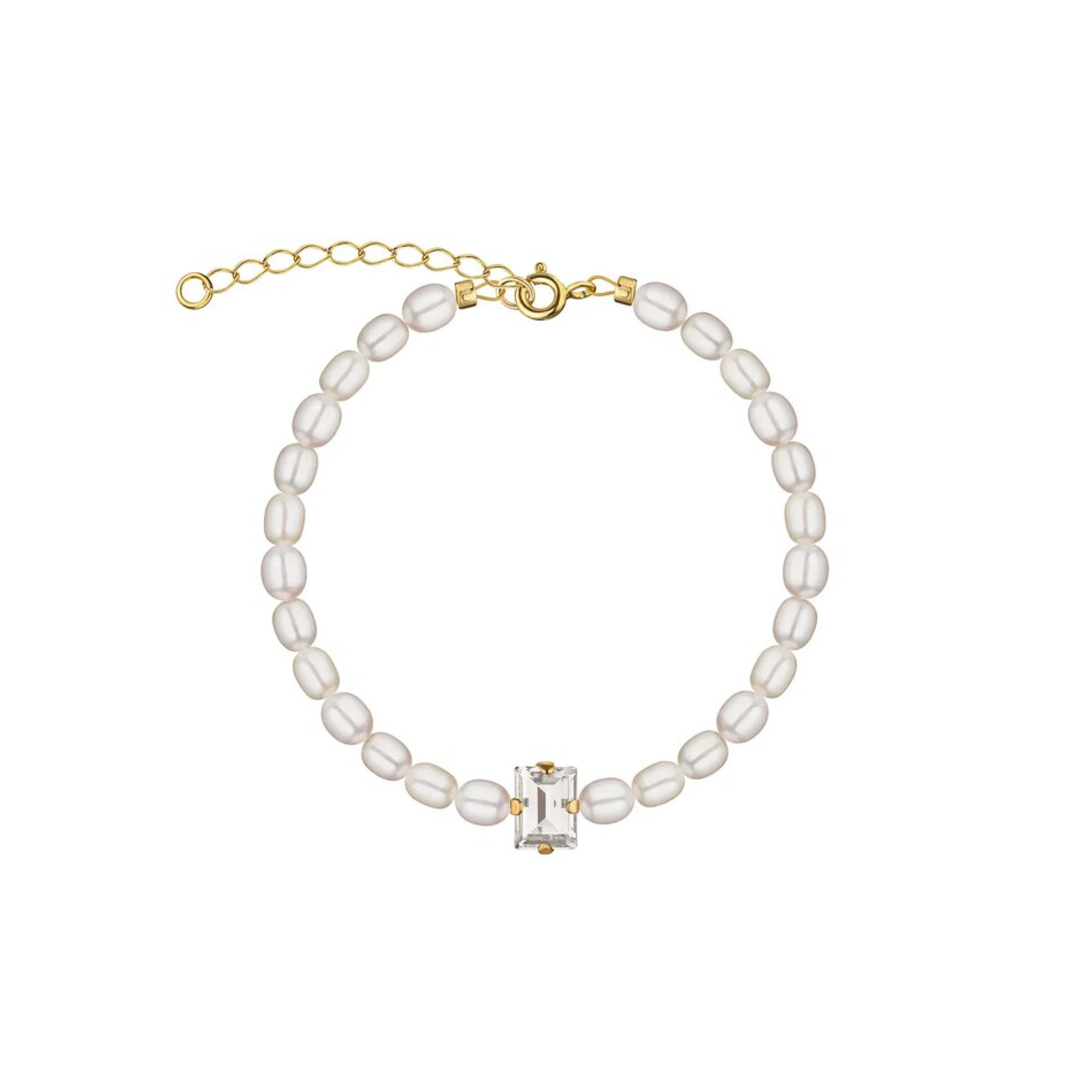 Позолоченный браслет с жемчугом и кристаллом Swarovski Goldie