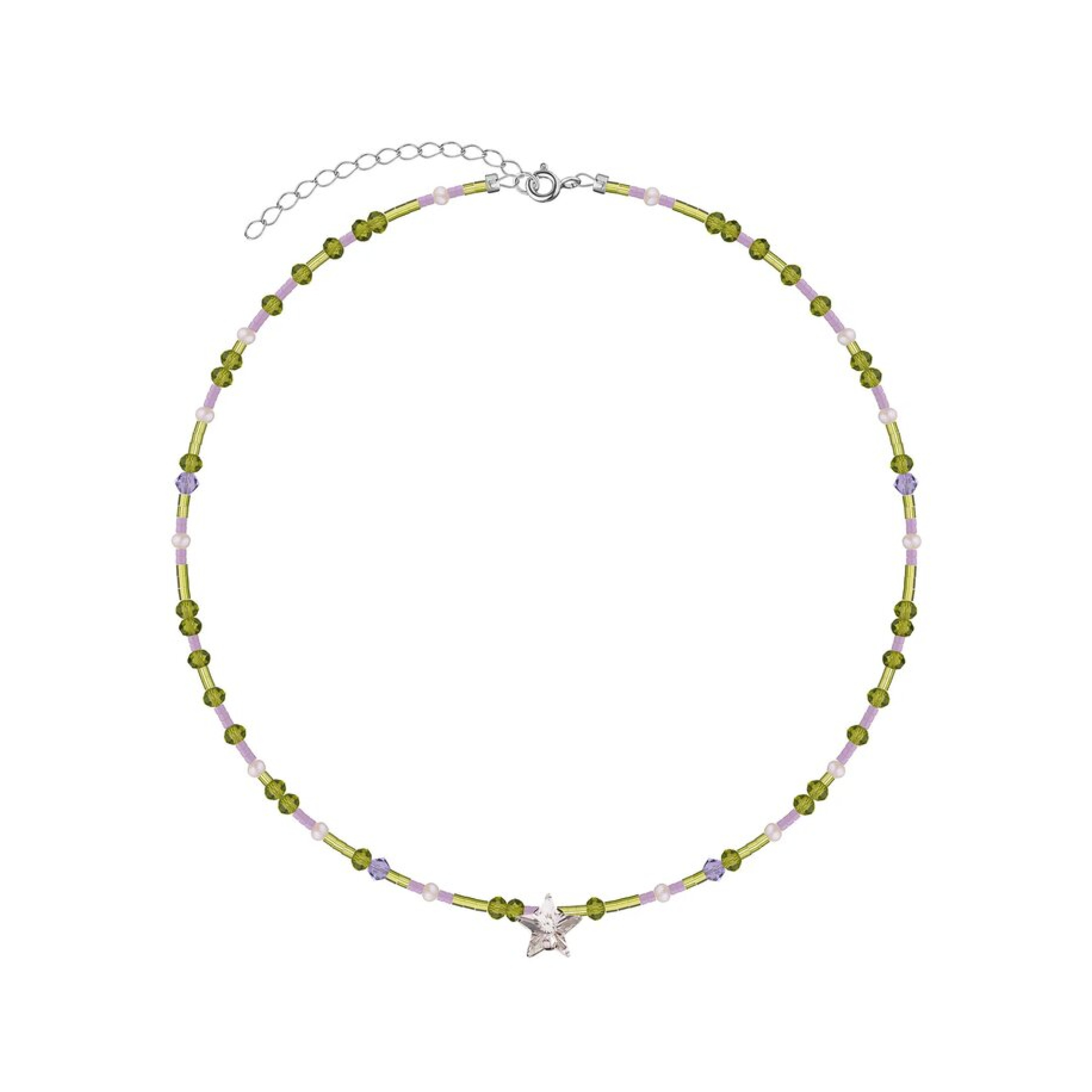 Чокер со стеклянными элементамии и кристаллами Swarovski Candy