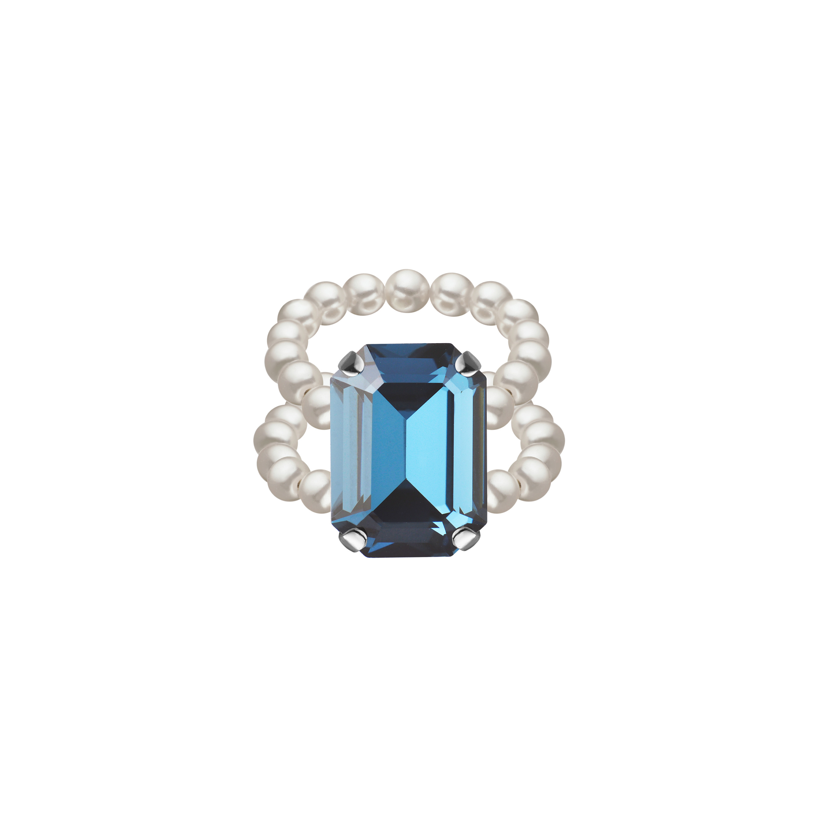 Серебристое кольцо с жемчугом и кристаллом Swarovski Montana