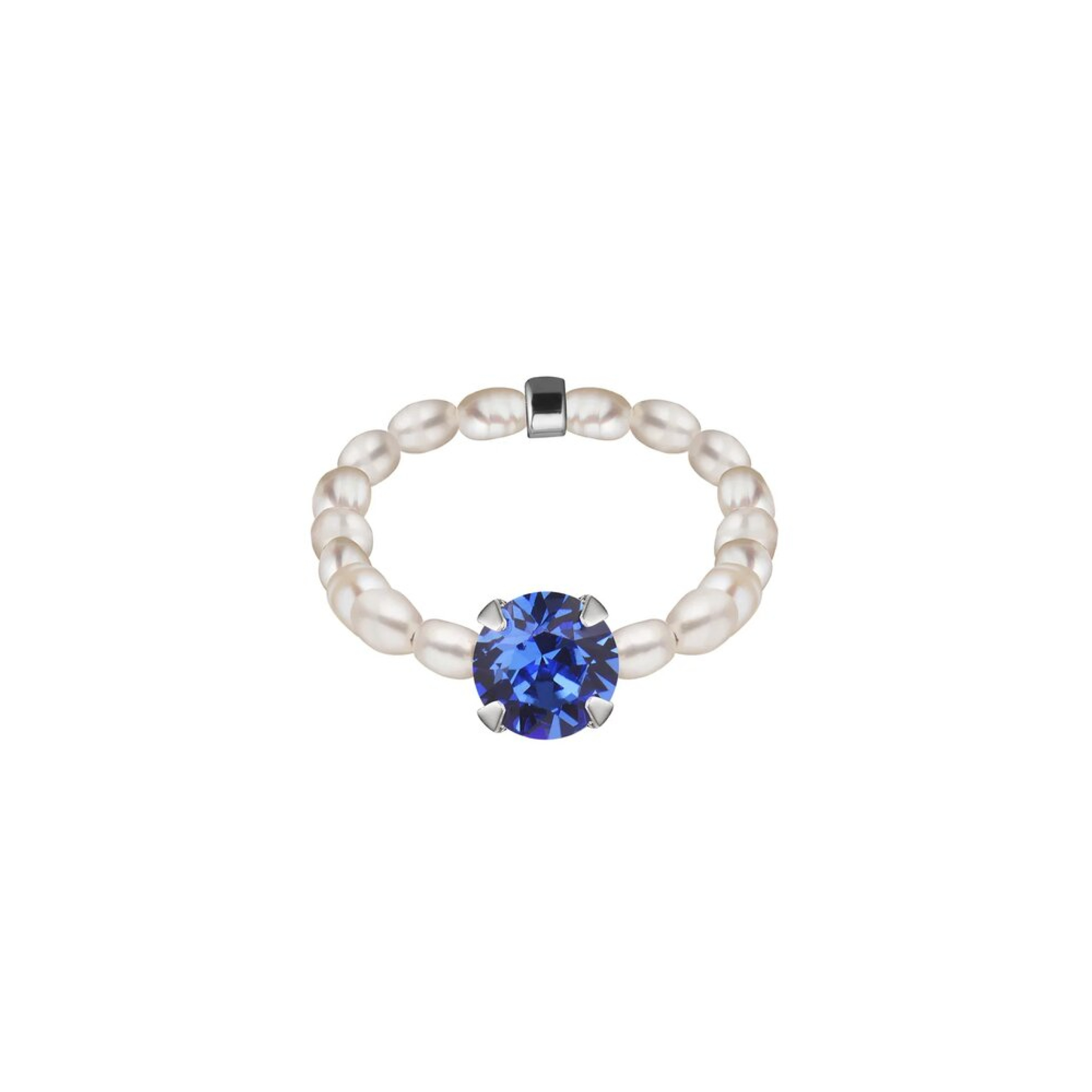 Кольцо с жемчугом и кристаллом Swarovski Sapphire