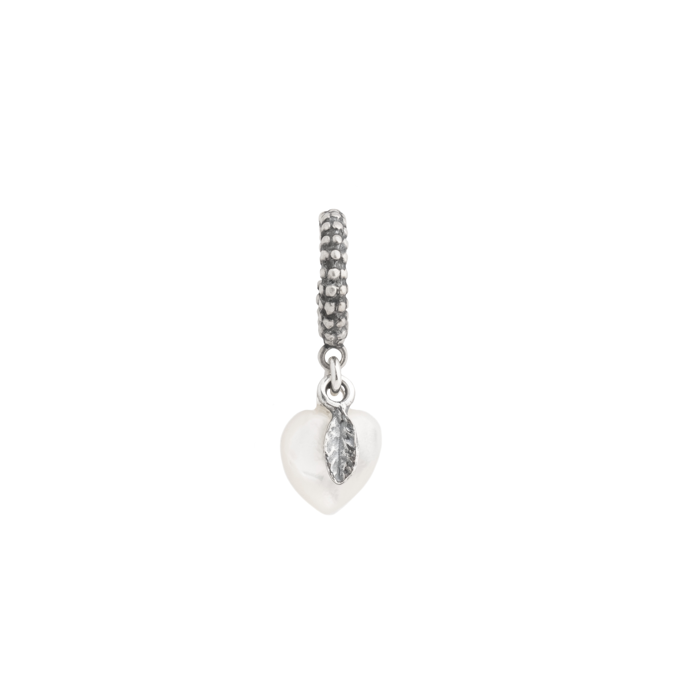Silver heart earrings with mother-of-pearl insert