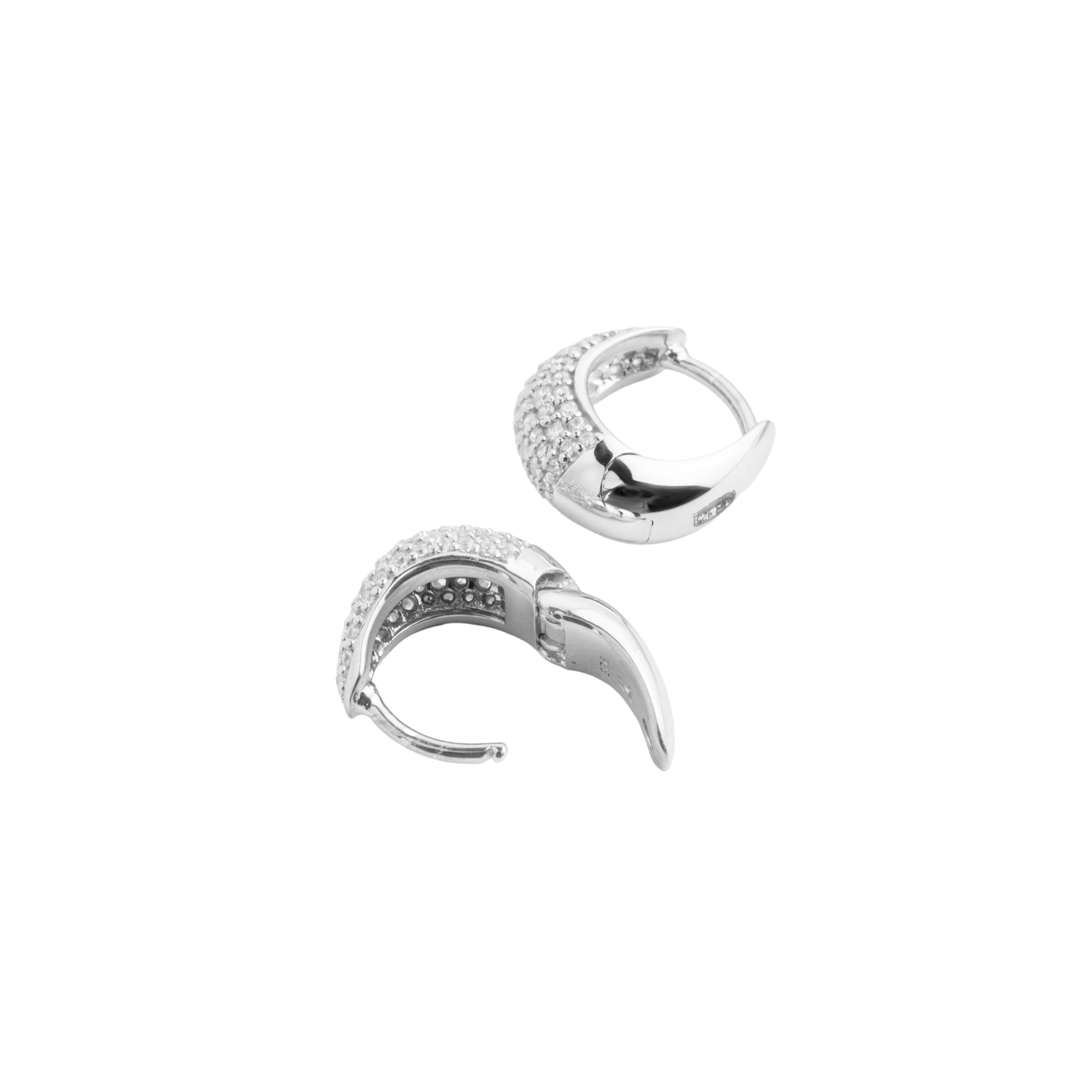 Миниатюрные серьги хупы из серебра 925 с фианитоми Ice Huggie Pave