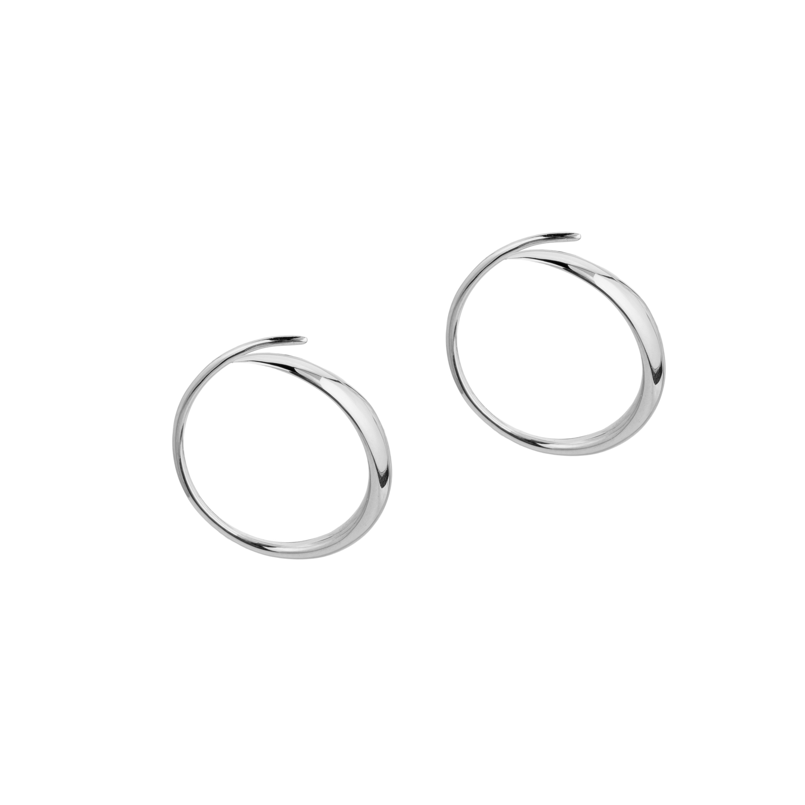 Round Ring Earrings made of silver Ear loop