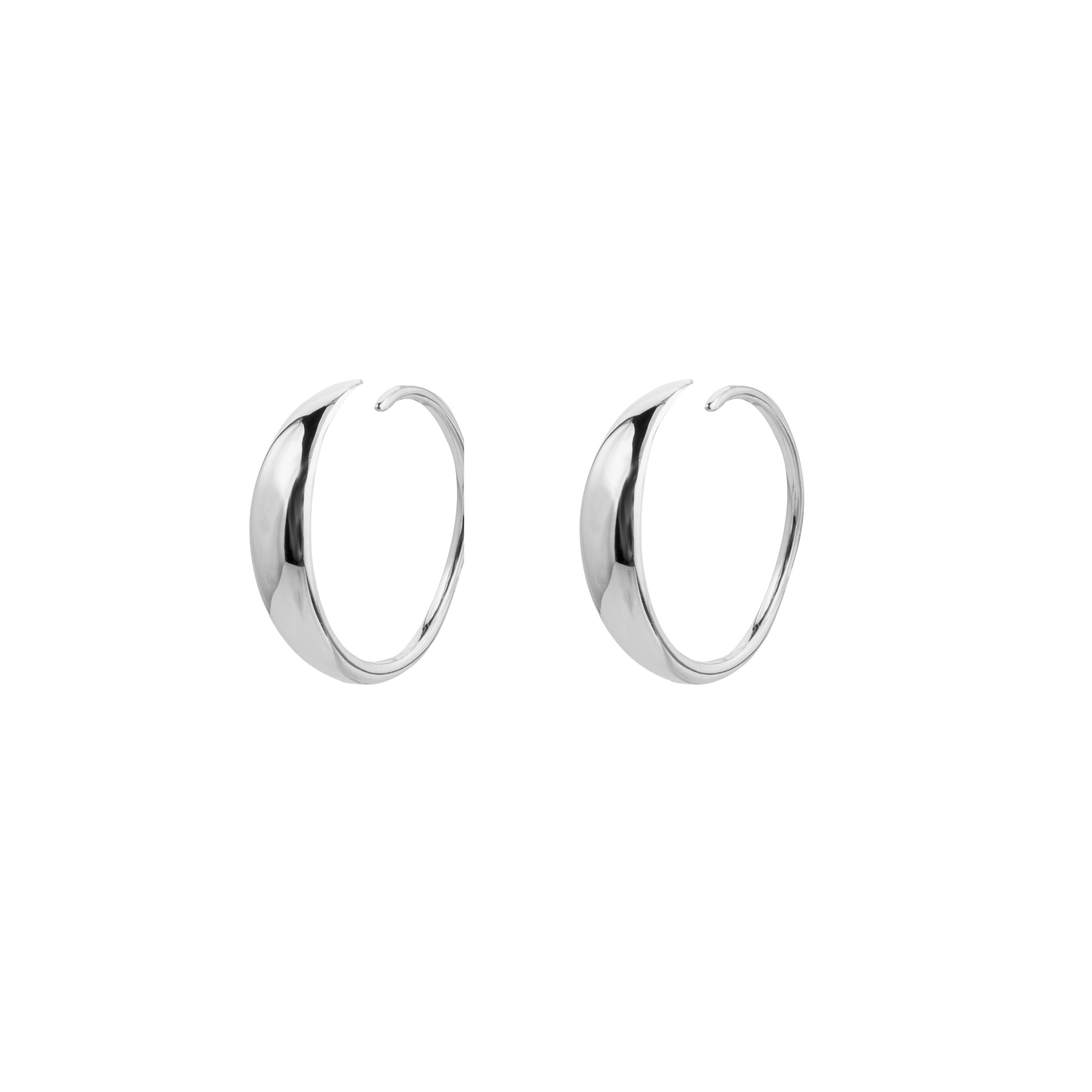 Round Ring Earrings made of silver Ear loop
