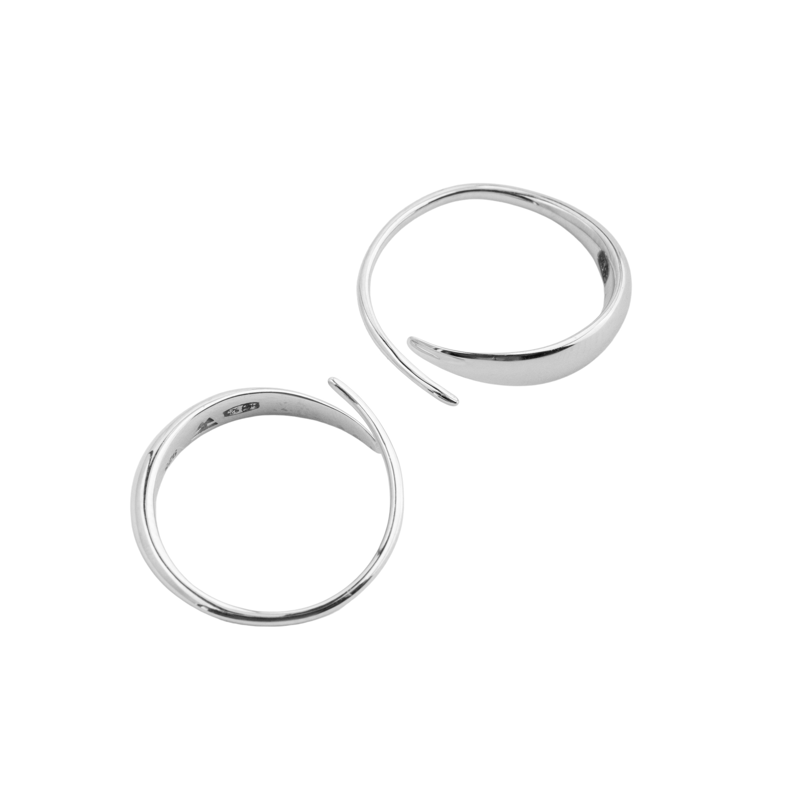 Round Ring Earrings made of silver Ear loop