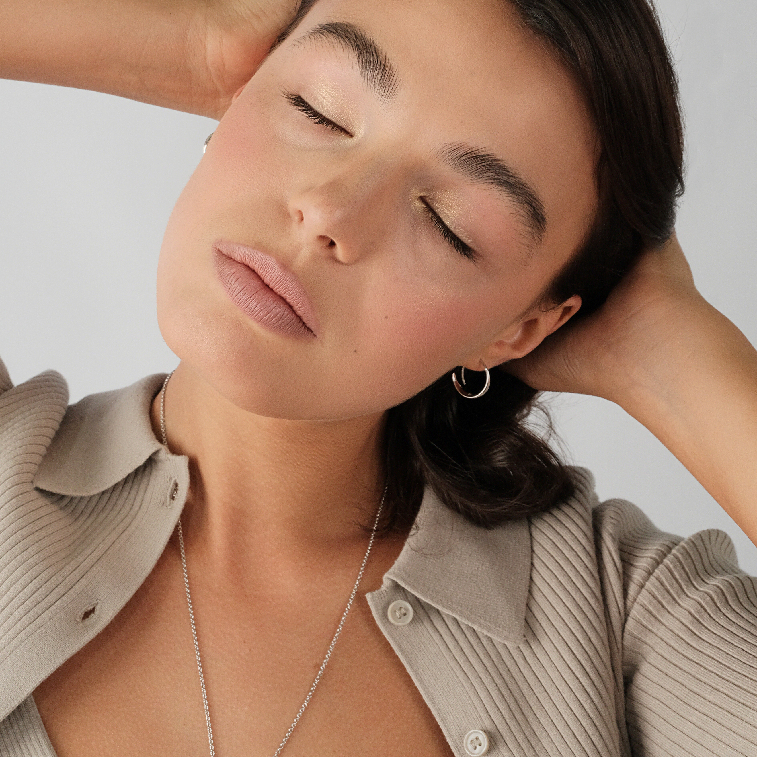 Round Ring Earrings made of silver Ear loop