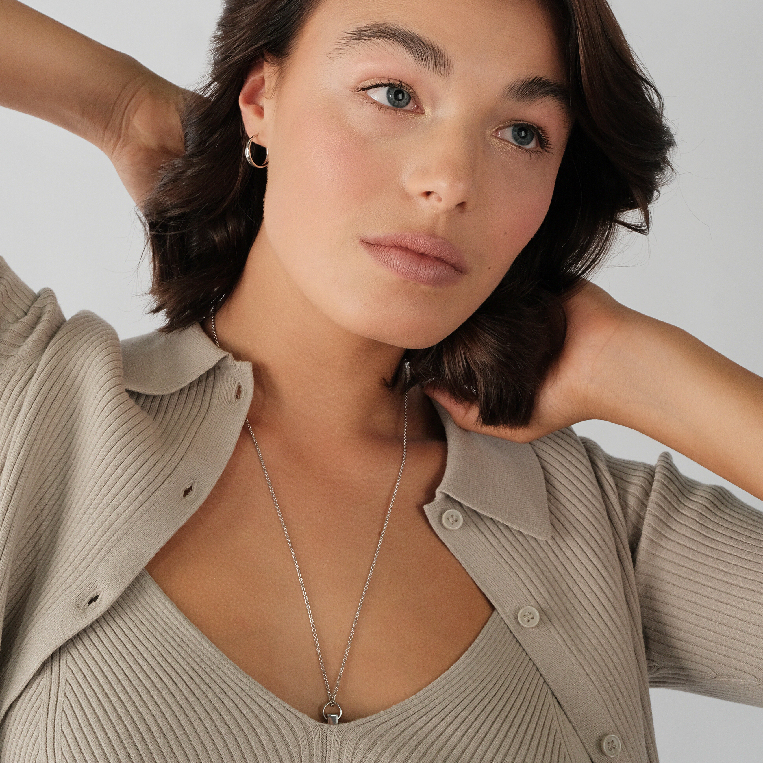 Round Ring Earrings made of silver Ear loop
