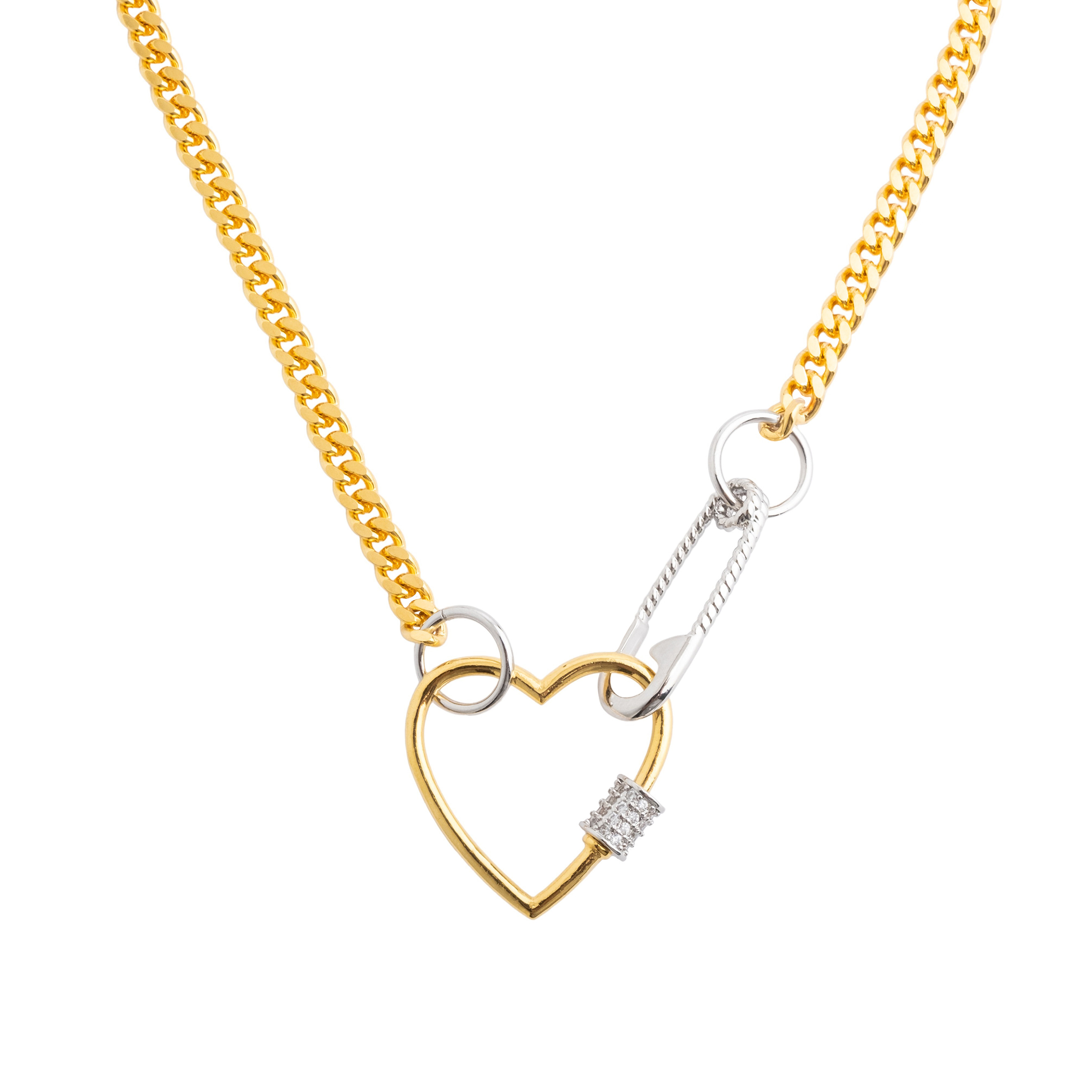chain necklace with carabiner heart