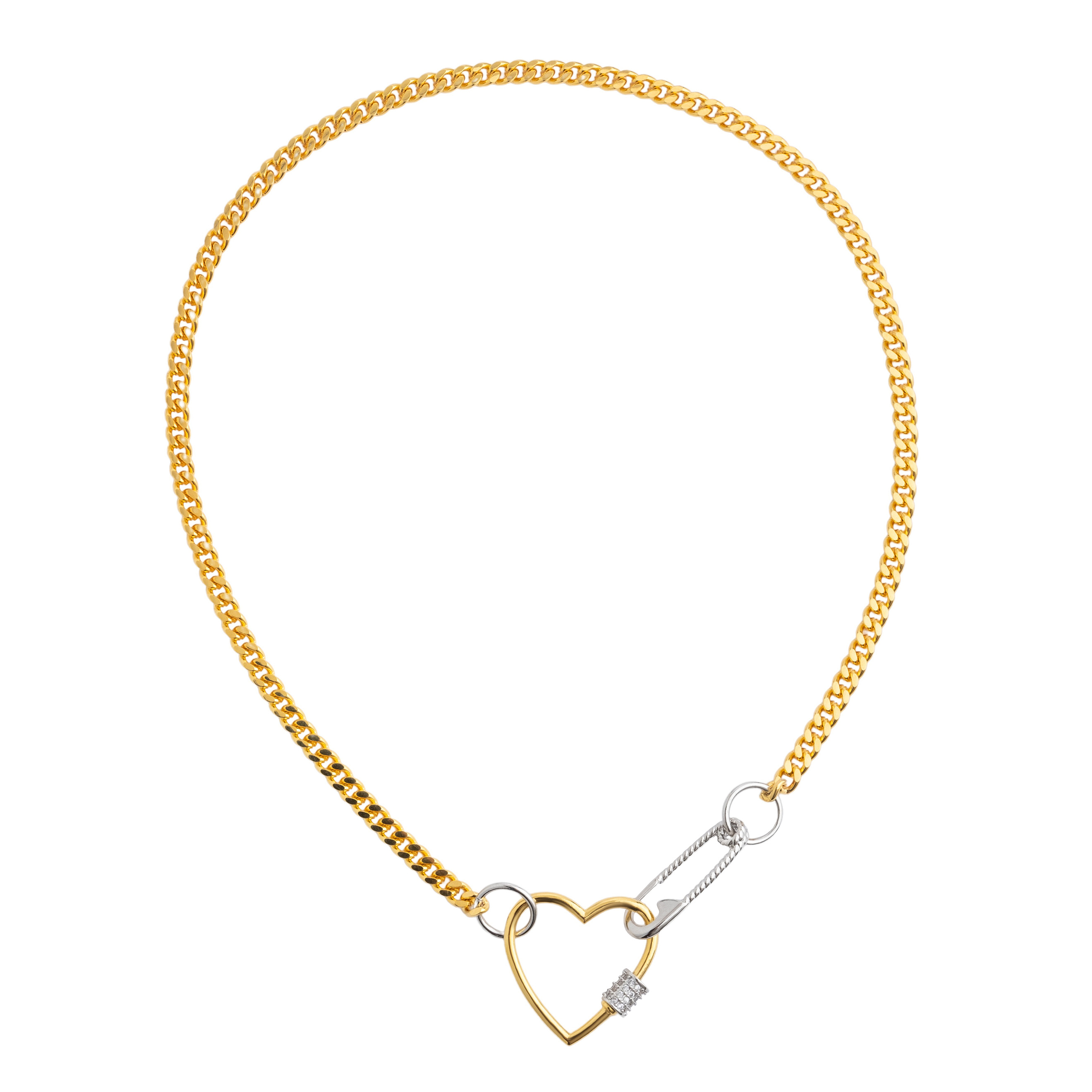 chain necklace with carabiner heart