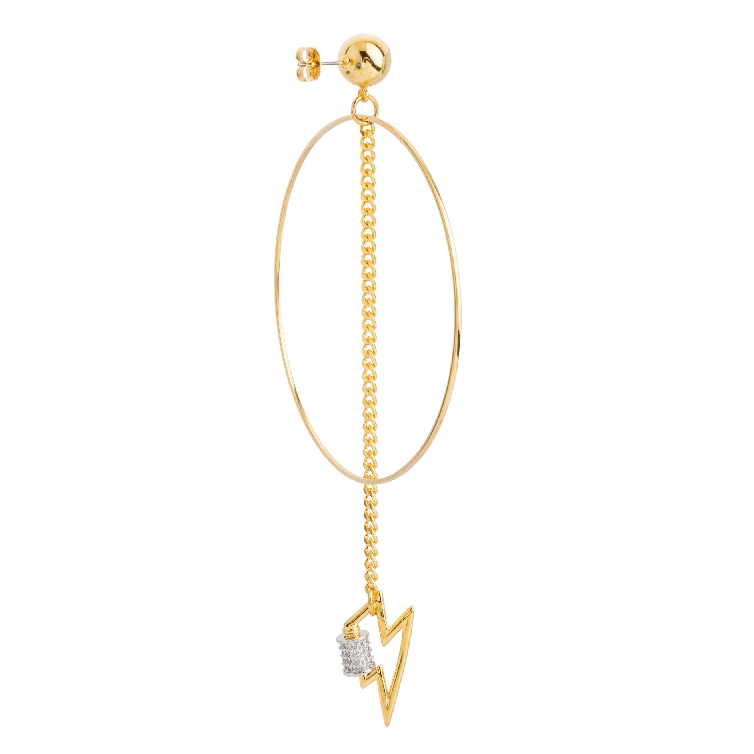earrings with a circle and a zipper pendant