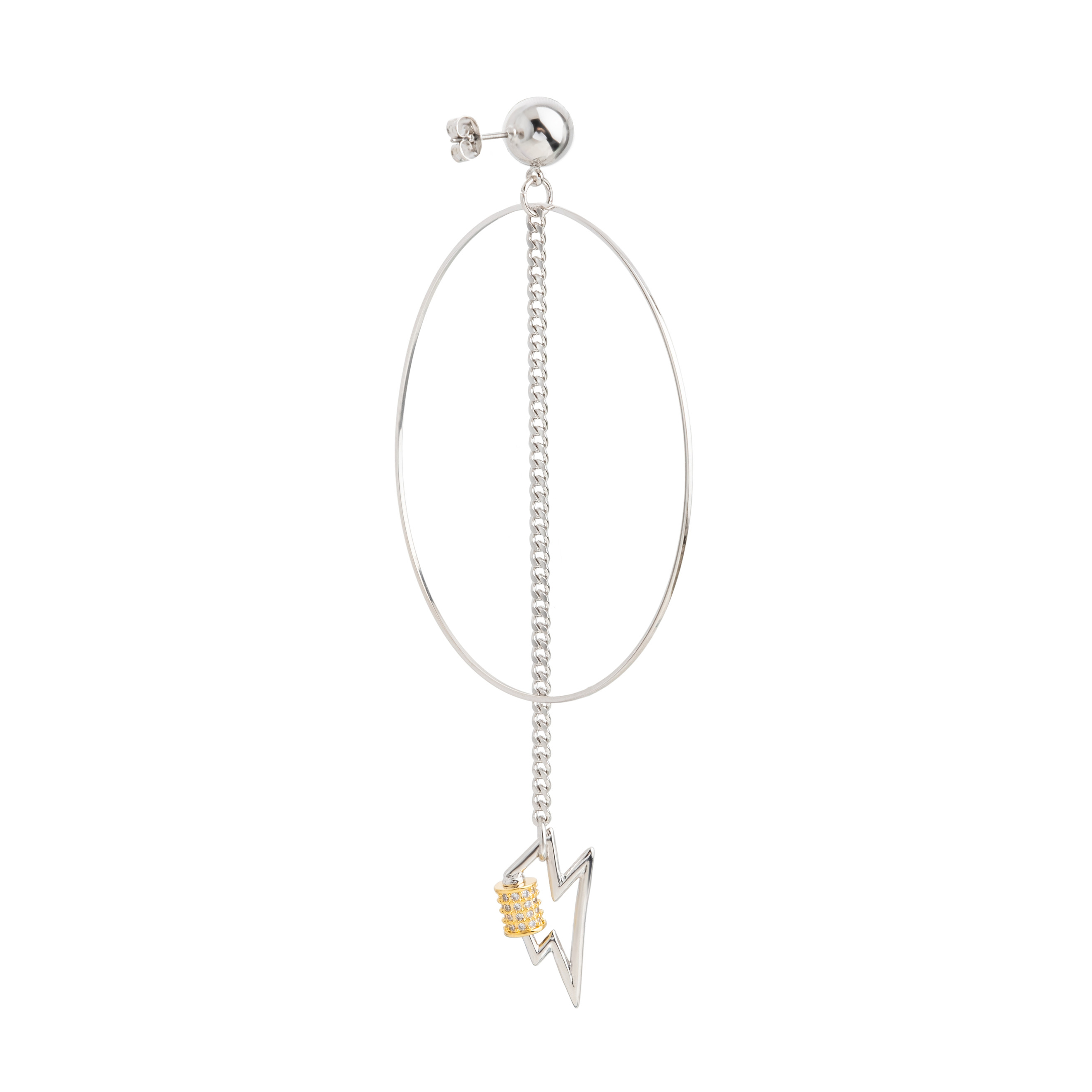 earrings with a circle and a zipper pendant
