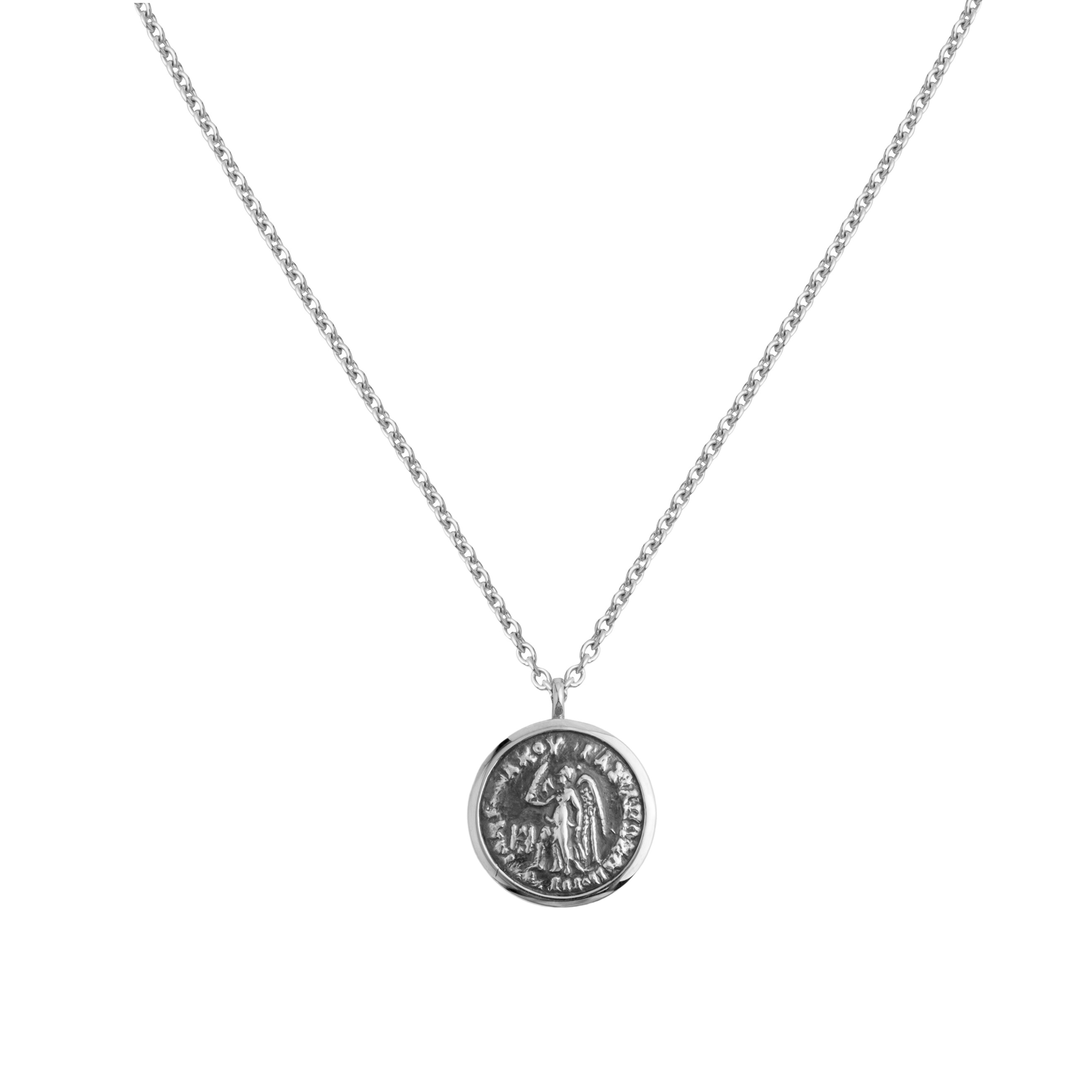 Кулон на цепи из черненого серебра 925 Coin Pendant Angel